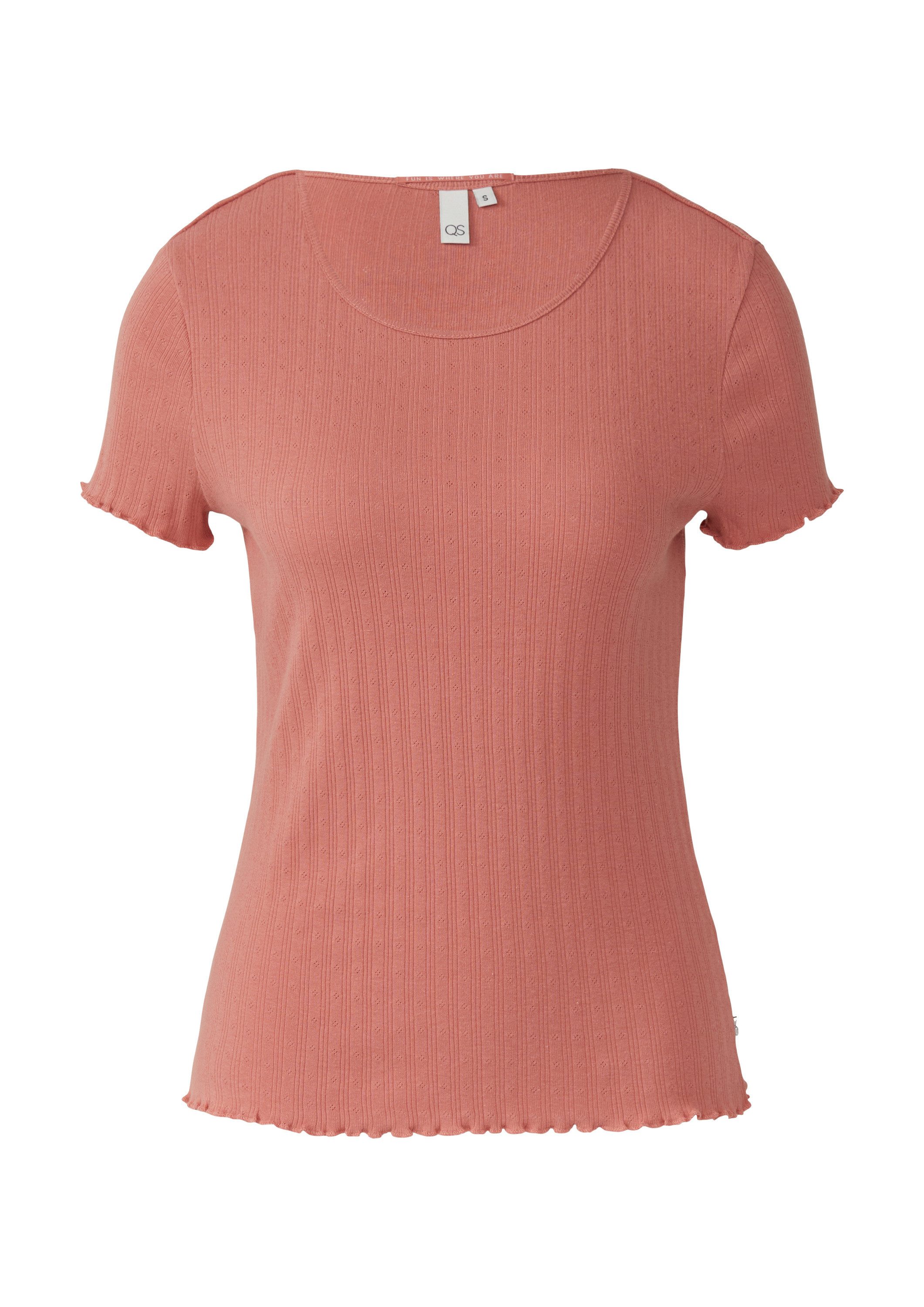 QS Kurzarmshirt T-Shirt T-Shirt mit Ajour-Muster günstig online kaufen