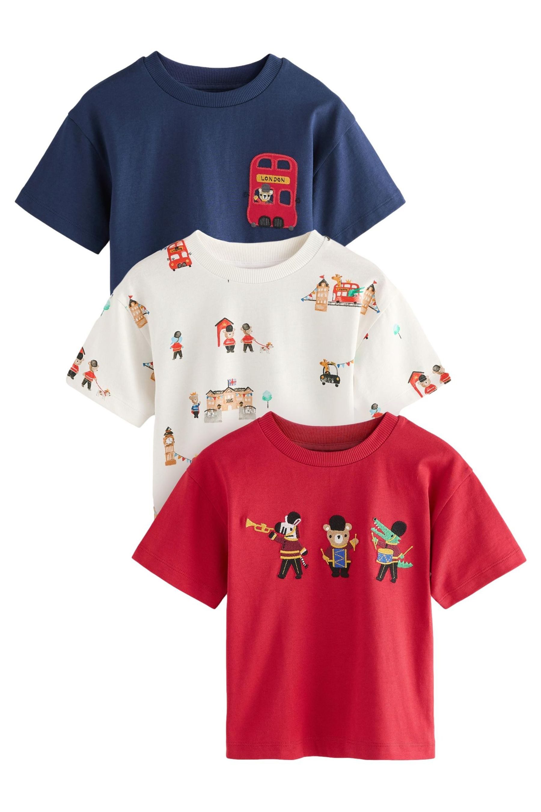 Next T-Shirt 3er-Pack Kurzarm-T-Shirts mit Applikation günstig online kaufen