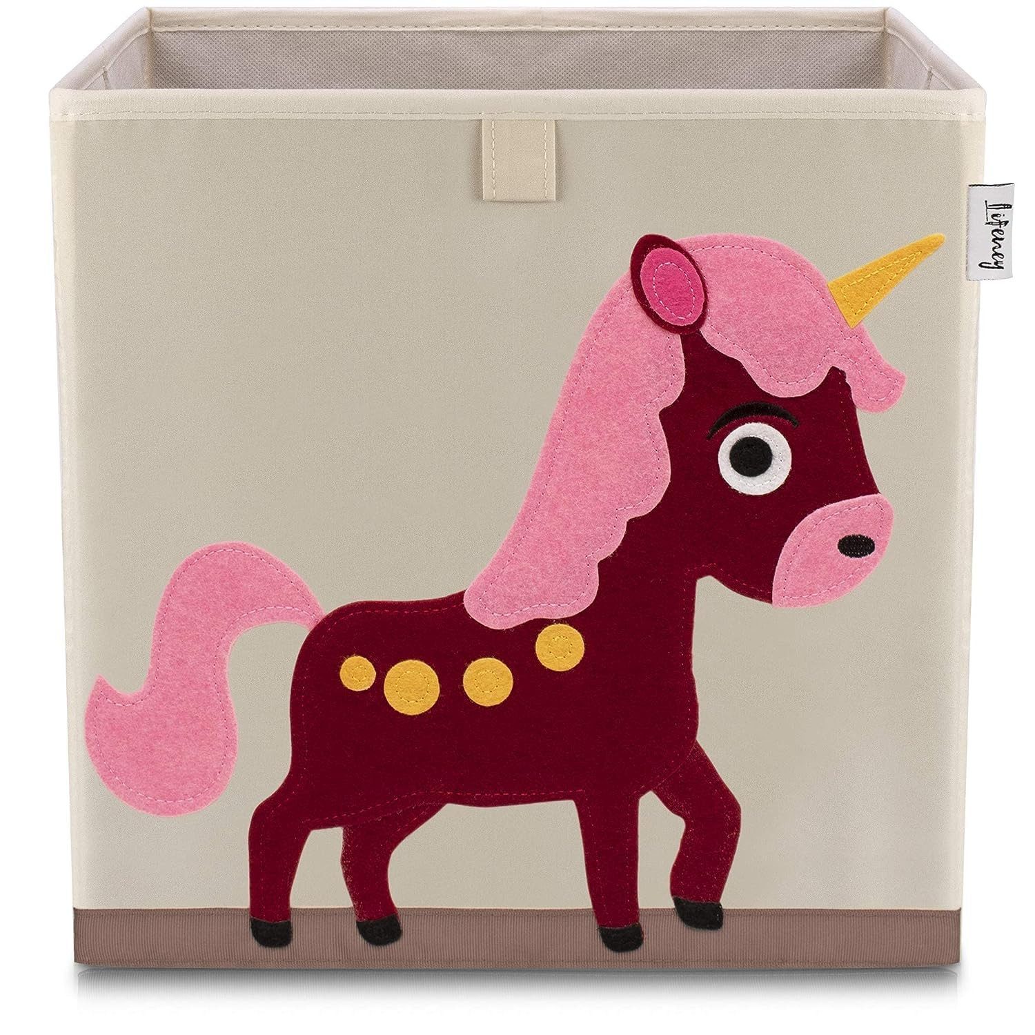Lifeney Aufbewahrungsbox Aufbewahrungsbox mit Einhorn Motiv für Würfelregale im Kinderzimmer, Spielzeugbox mit Tiermotiv, Ordnungsbox, Aufbewahrungskorb Kinder