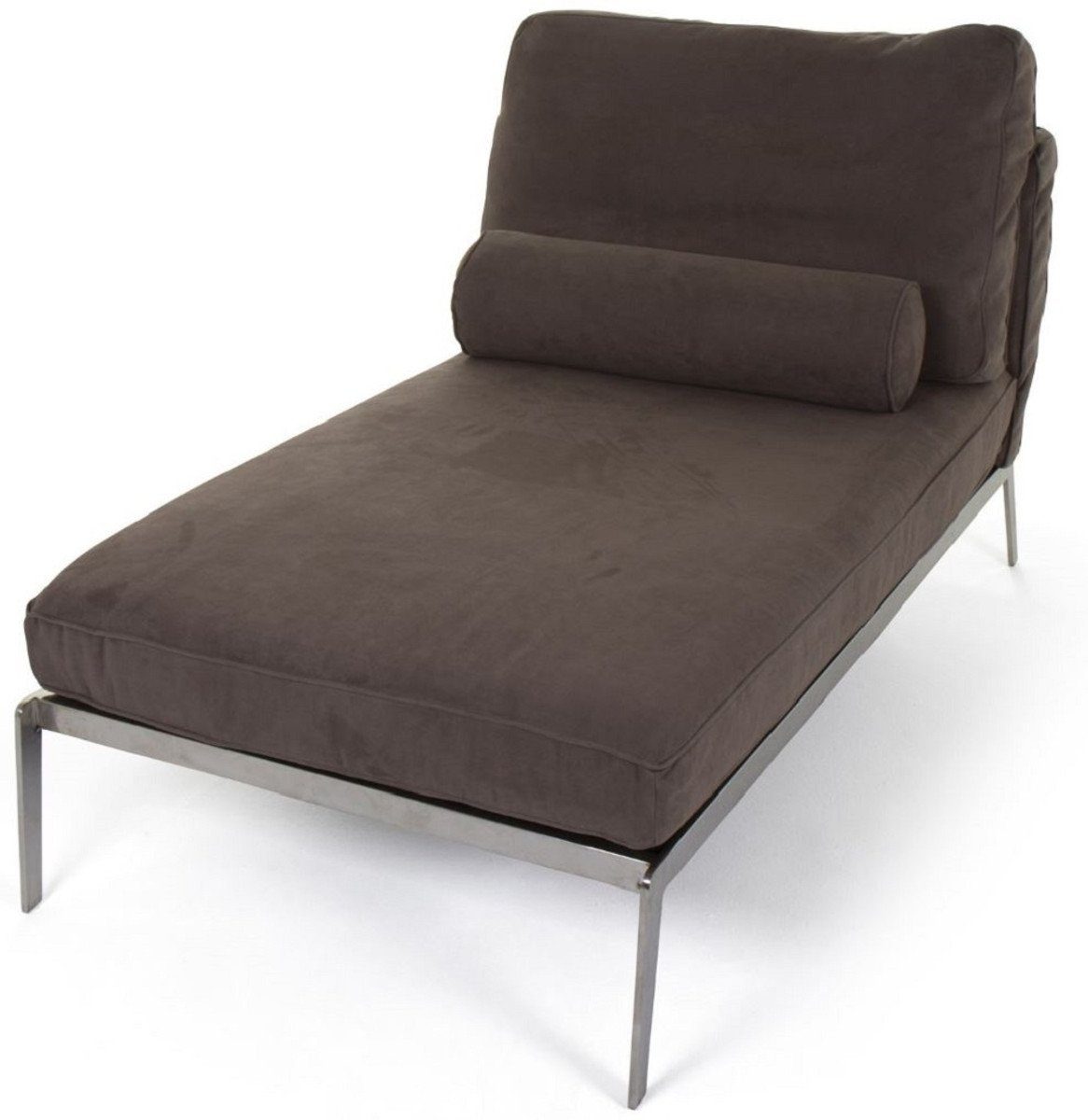 Luxus Chaiselongue Leder Relax Luxus Möbel Padrino H. - Nubuk mit / x Wildleder Kissen Chaiselongue cm Wohnzimmer Silber Liege 80 Wohnzimmer - 85 160 Casa x Braun