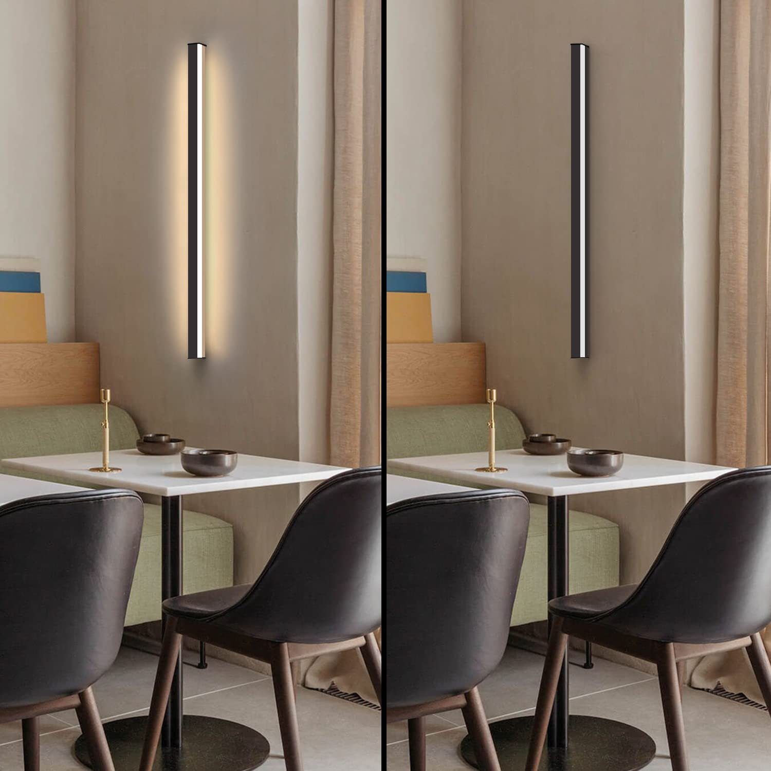 ZMH LED Wandleuchte Innen Schwarz 60/80/100CM Wandlampe 3000K Modern Flur Schlafzimmer, Hochwertige Material, LED fest integriert, Warmweiß, Schwarze Bettlampe Wandbeleuchtung für Treppenhaus