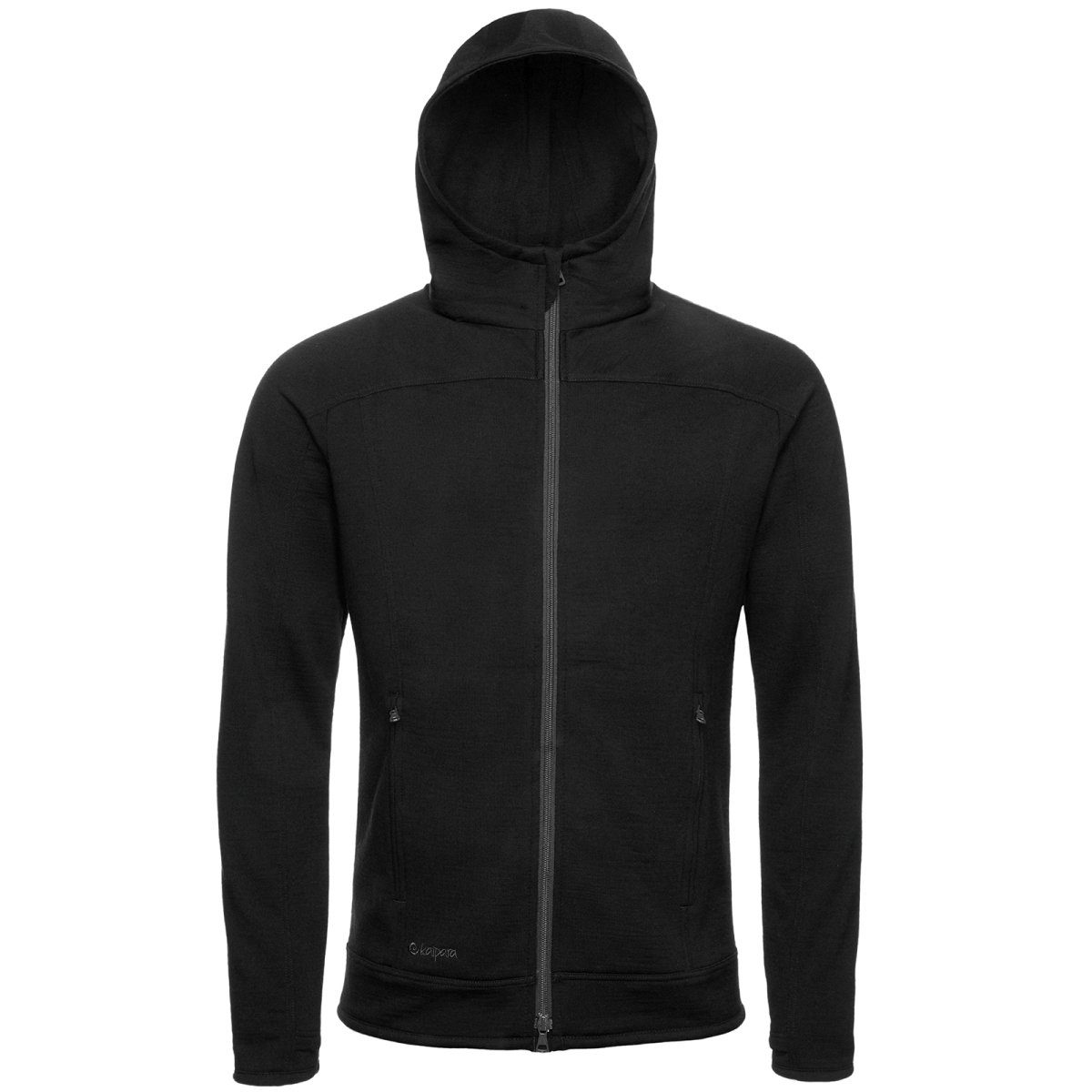 Kaipara - Merino Sportswear Hoodie Merino Hoody Sweat Jacke Herren 270g warm (1-tlg) aus reiner Merinowolle Made in Germany Schwarz