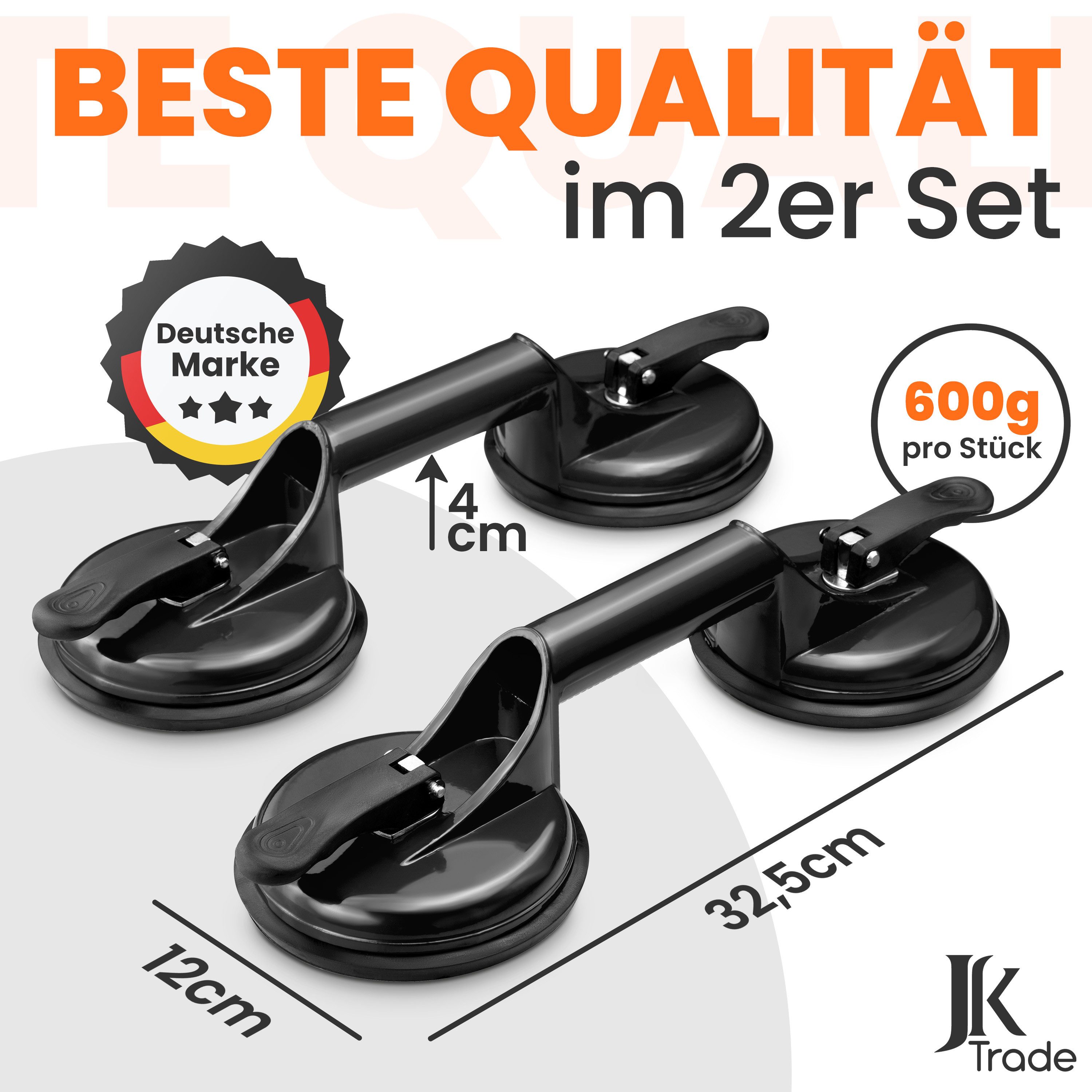 JK Trade Doppelsaugheber, max. 120 kg Traglast, Set, -], 2-tlg., Saugheber als ergonomischer & rutschfester Vakuumheber