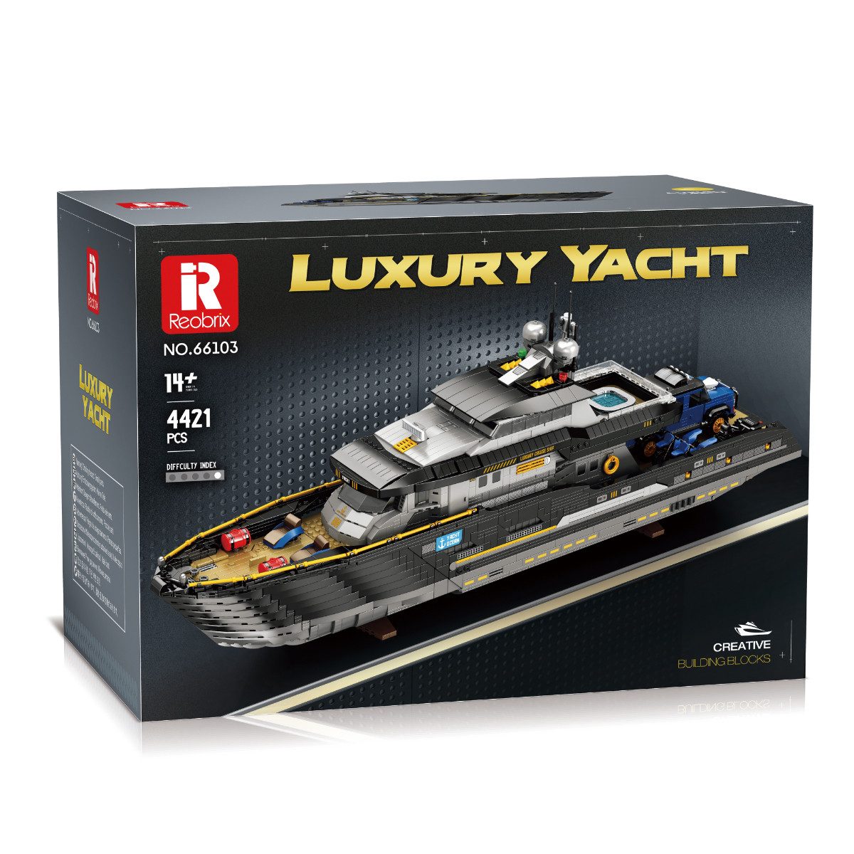Reobrix 66103 Luxus Yacht Spielbausteine, (Konstruktionsspielzeug, 4421 St., Bauset), 75 cm großes Yacht Displaymodell – Bild 5 von 5