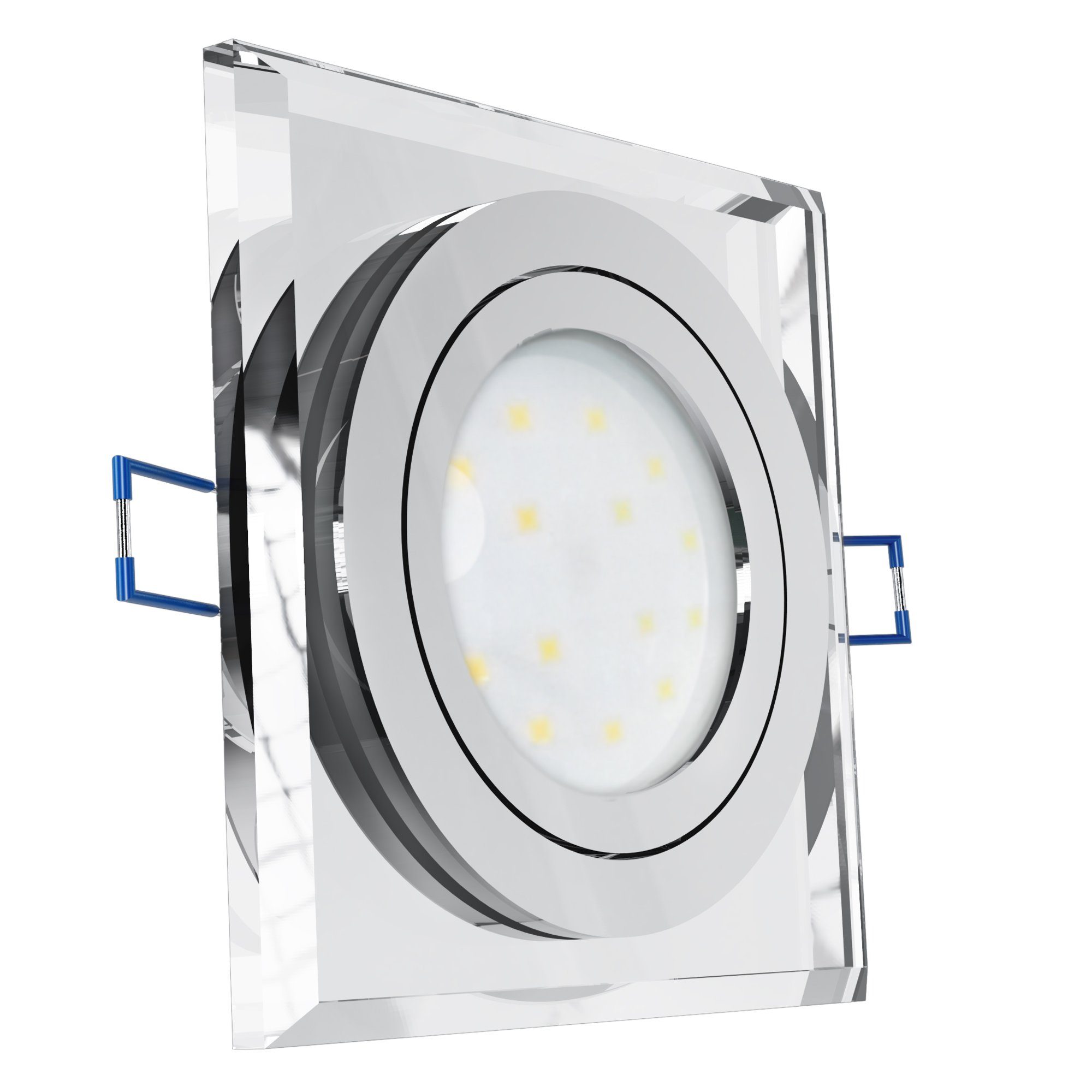 SSC-LUXon LED LED Modul Glas klar eckig Einbaustrahler Schwenkbarer flach dimmbar, Einbauspot Neutralweiß LED