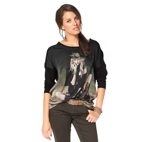 Aniston CASUAL Langarmshirt mit femininem Frontdruck