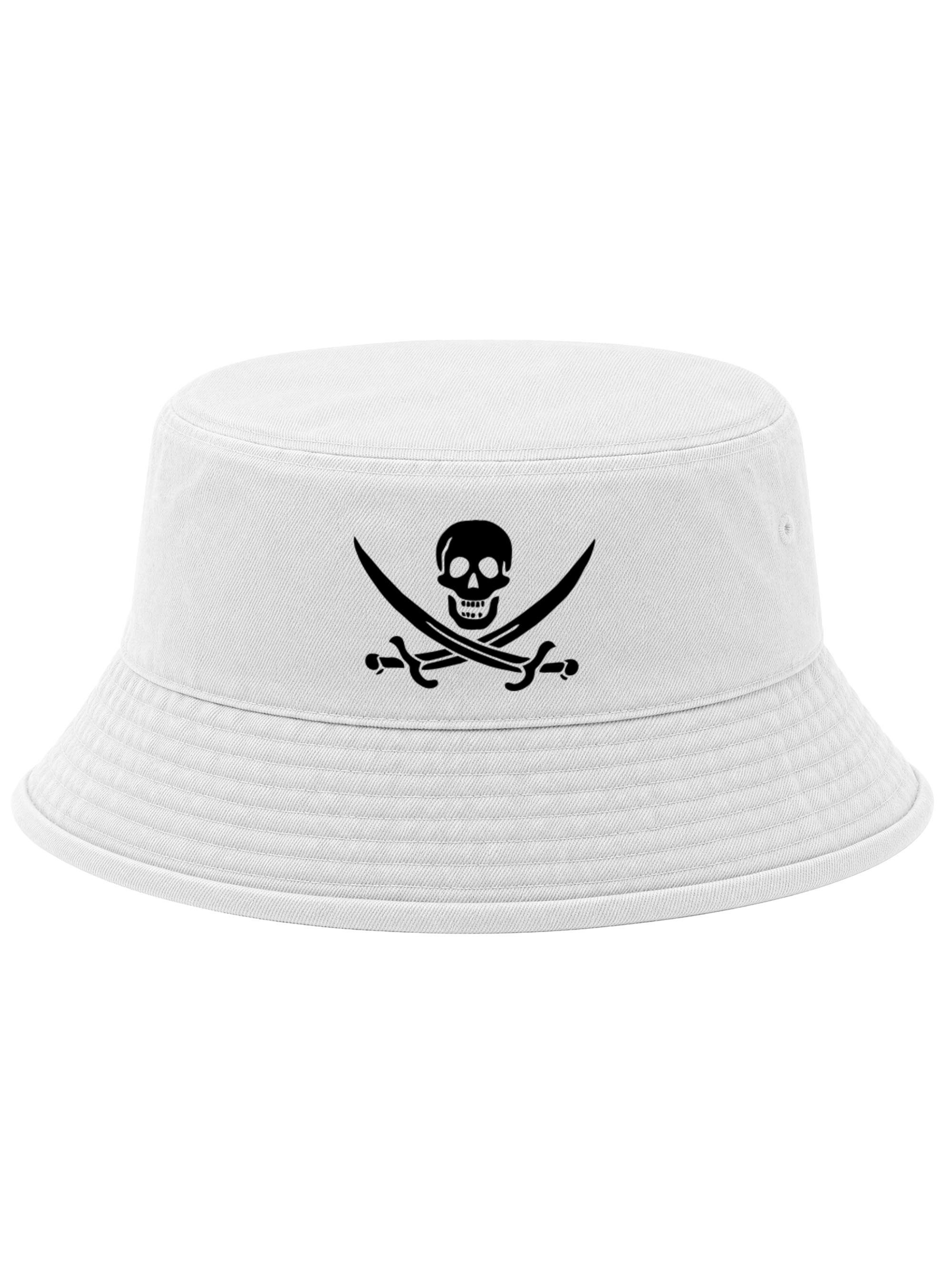 Neverless Fischerhut Anglerhut mit Print Pirate Baumwolle Bucket Hat Herren Damen