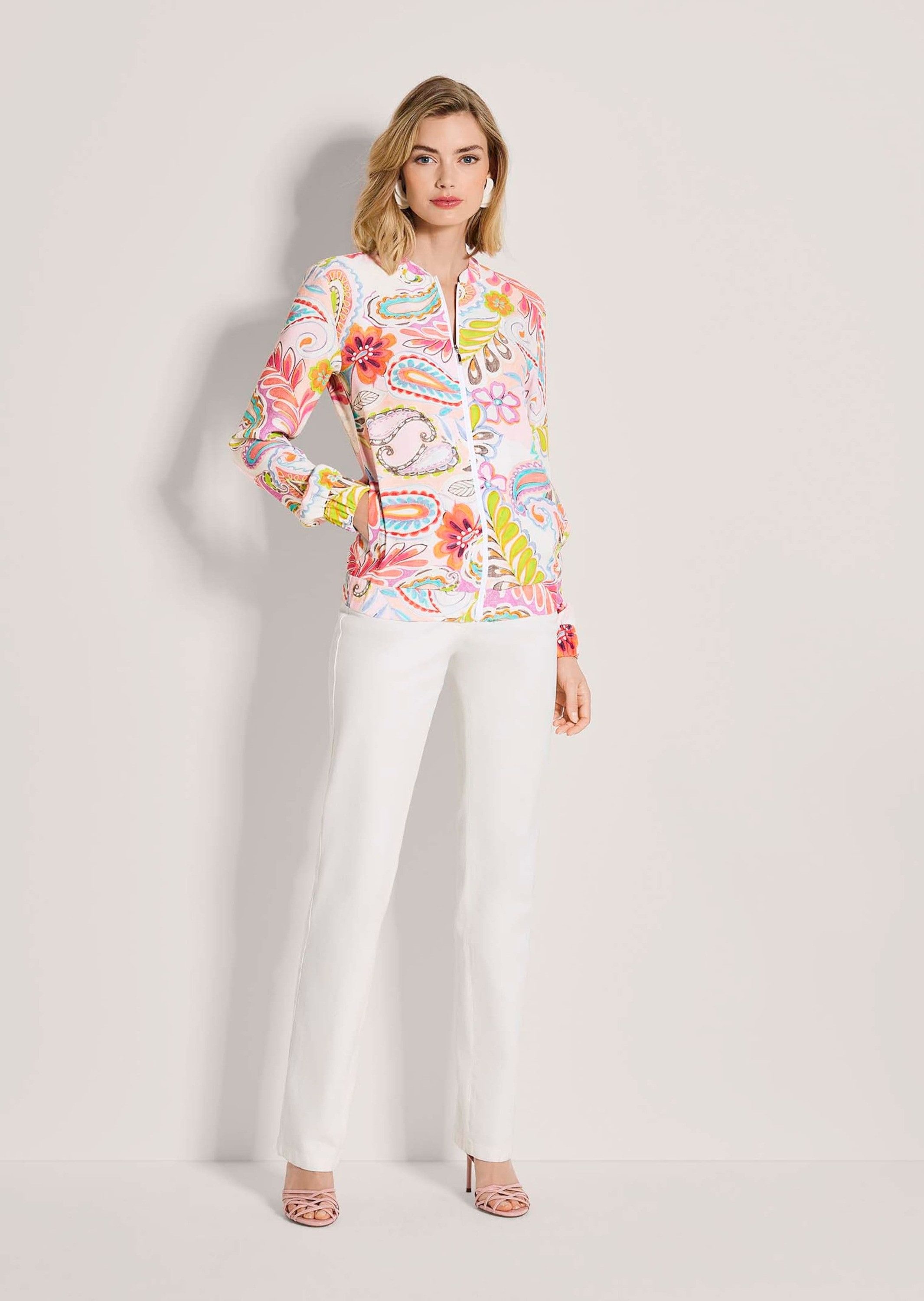 MADELEINE Blouson Farbenfrohe Print-Jacke aus Viskose Leichter Blouson mit Stehkragen und Reißverschluss