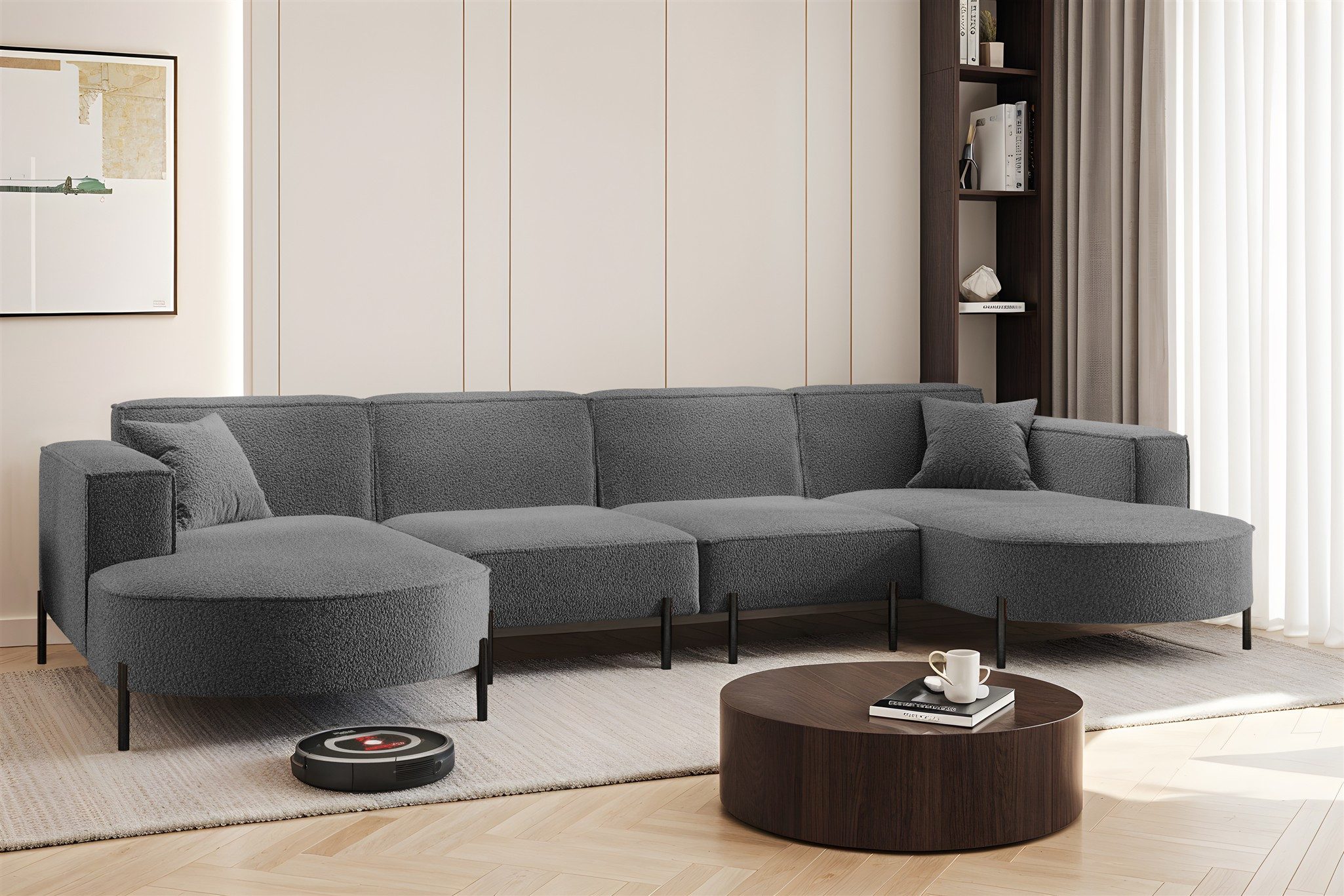 Wohnlandschaft Sofa U-Form VALENCIA XL in Stoff