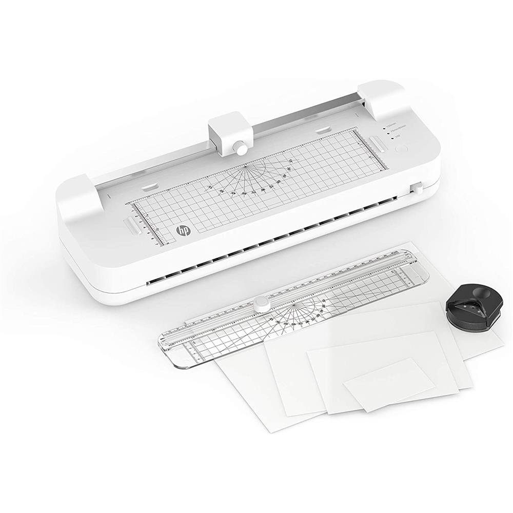 Go Europe Laminiergerät HP OneLam Combo A3, 75/80 - 125 Micron 400 mm pro Minute Schneidegerät Folien Set weiß