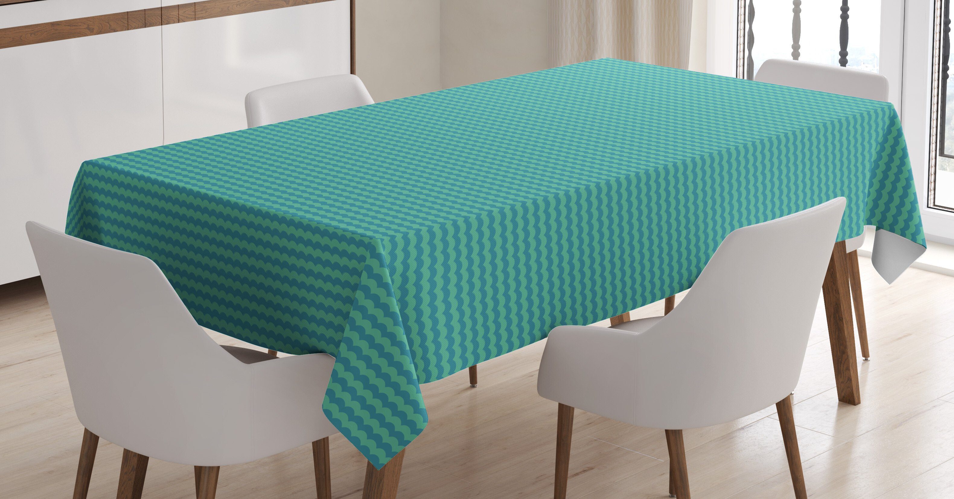 Abakuhaus Tischdecke Farbfest Waschbar Für den Außen Bereich geeignet Klare Farben, Abstrakt Grundwellenförmige Bumpy Stripes
