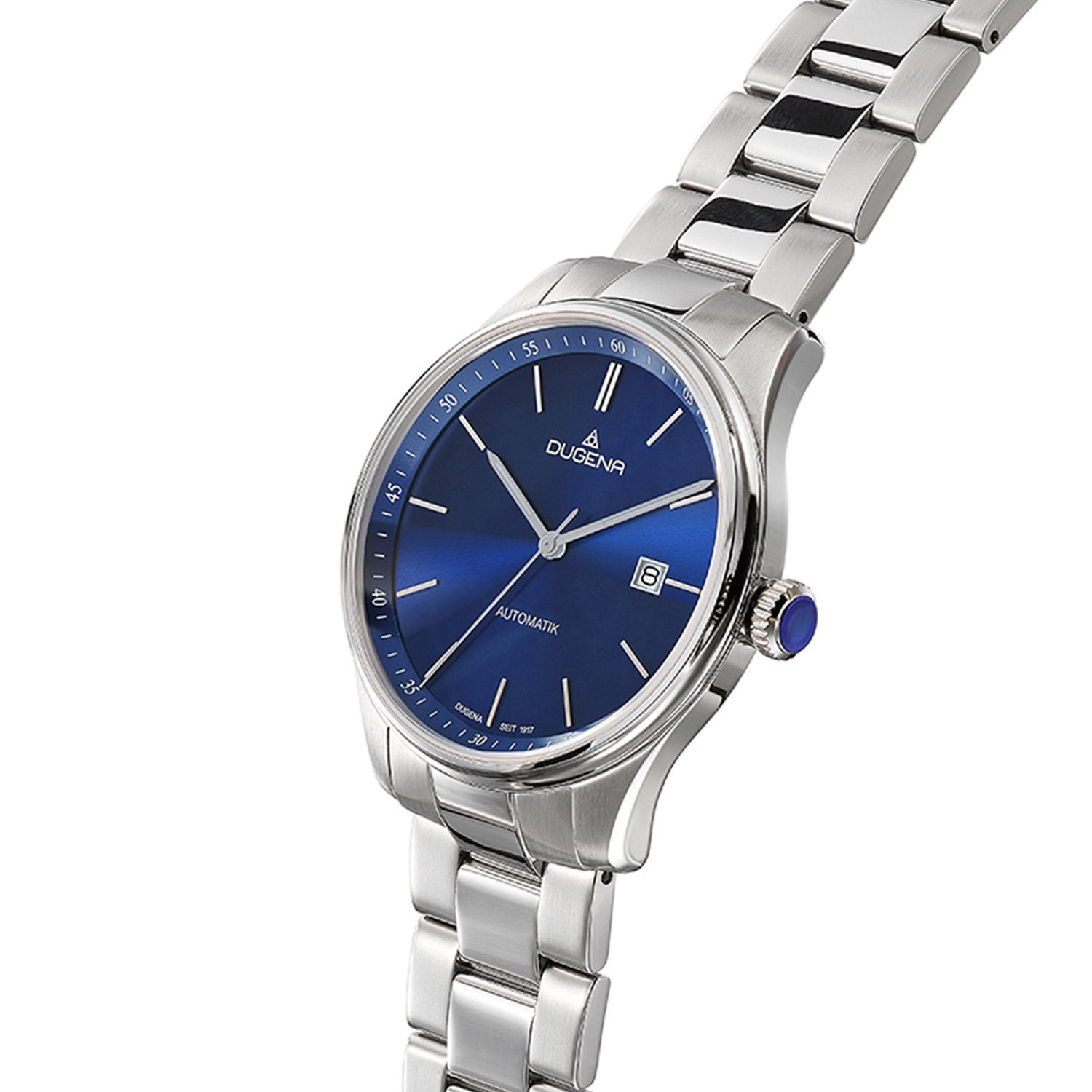 Dugena Quarzuhr Herrenuhr 4461090 Milano Automatik, blaues Zifferblatt, Edelstahl, Saphirglas