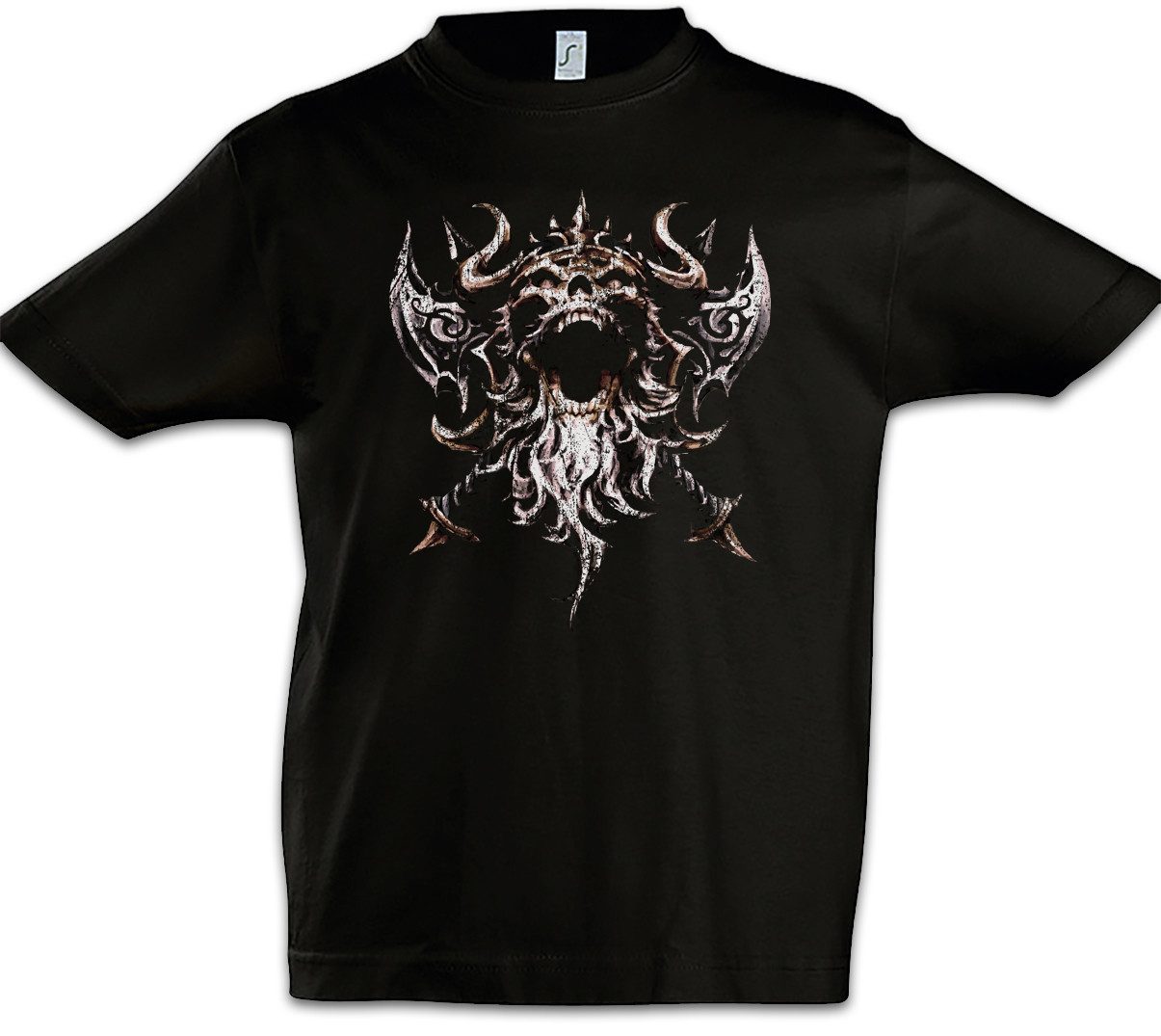 Urban Backwoods Print-Shirt Viking Skull V Kinder T-Shirt Runen Walhalla Odin Thor Norse Vikings (1-tlg) Norsemen Hugin Tyr Munin