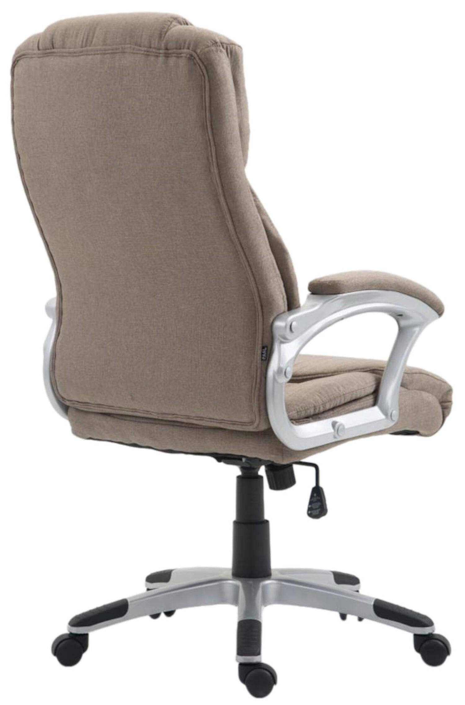 TPFLiving Bürostuhl Texum 360° Gestell: Bürostuhl - taupe Stoff und bequemer Chefsessel, mit 2 Kunststoff Rückenlehne (Schreibtischstuhl, XXL), höhenverstellbar drehbar Sitz: - silber Drehstuhl