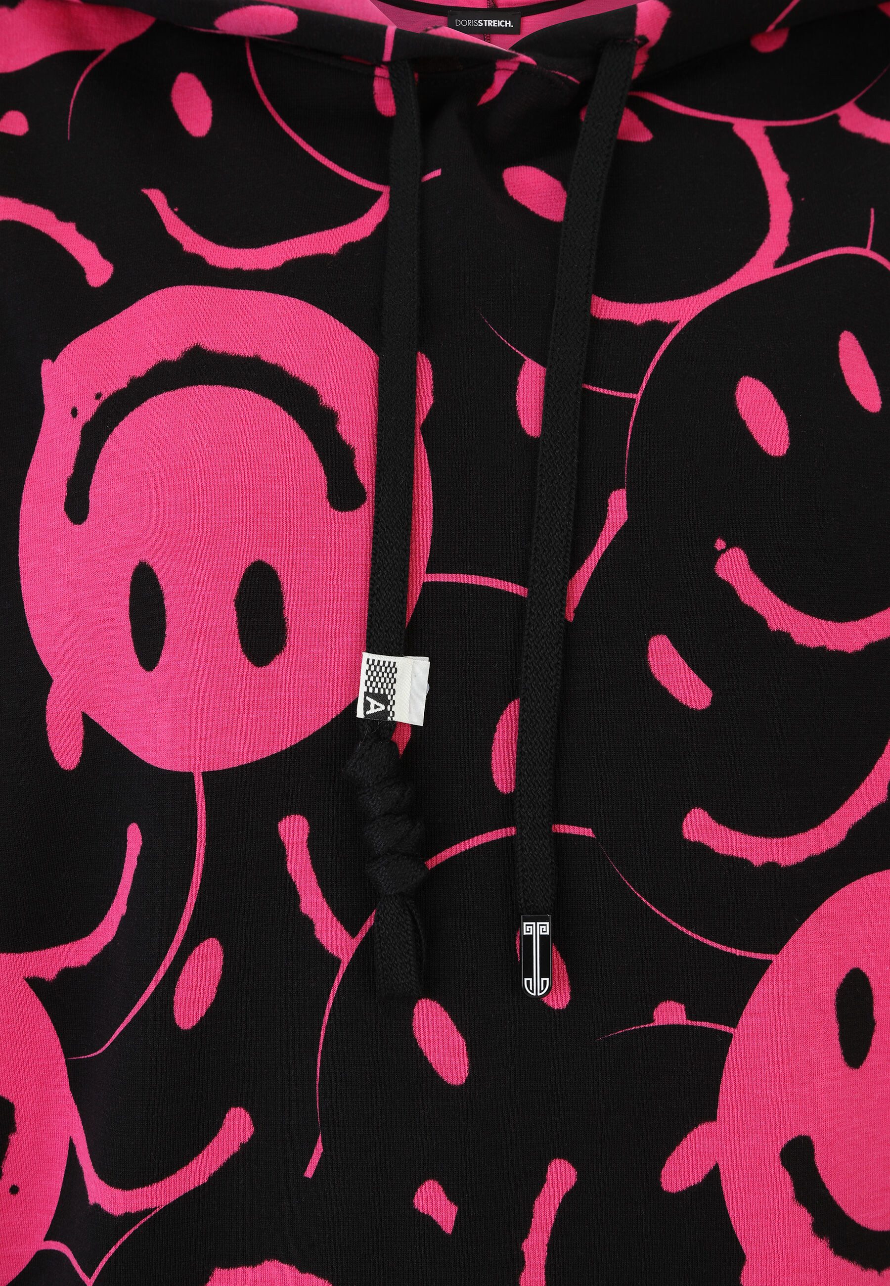 Doris Streich Kapuzenpullover mit Hoodie und Smiley-Print