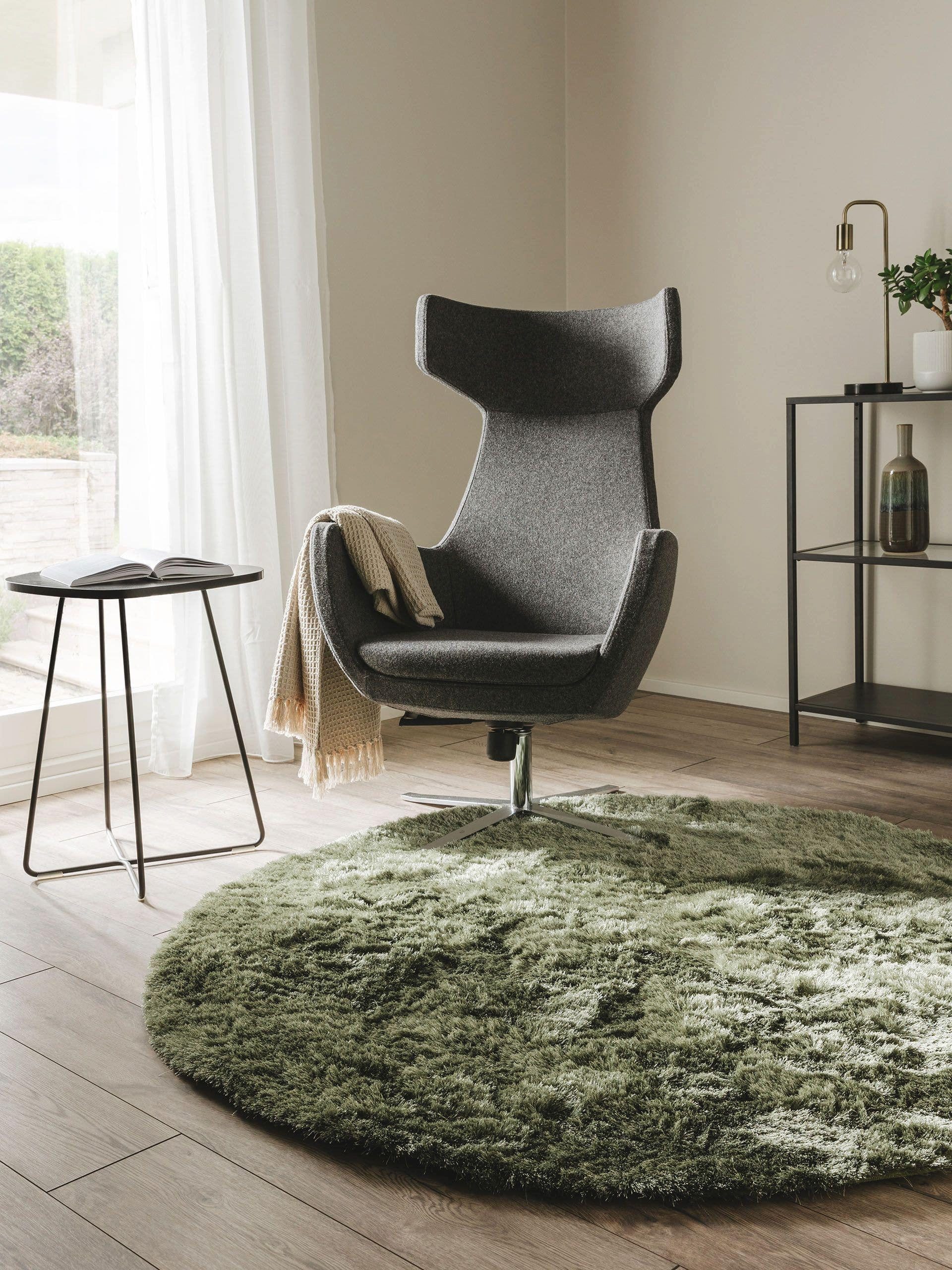 benuta Teppich Whisper, rund, Höhe: 31 mm, Hochflorteppich Wohnzimmer, Schl günstig online kaufen