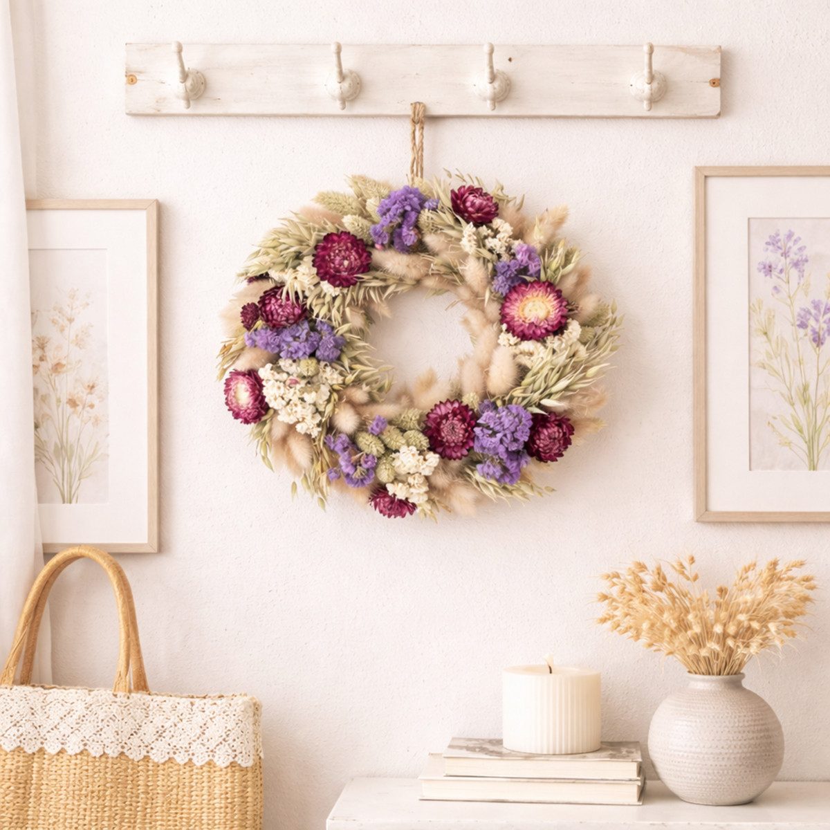 Trockenblume Handgefertigter Trockenblumenkranz Tischdeko Hochzeit und, Florists Products, Höhe 7 cm