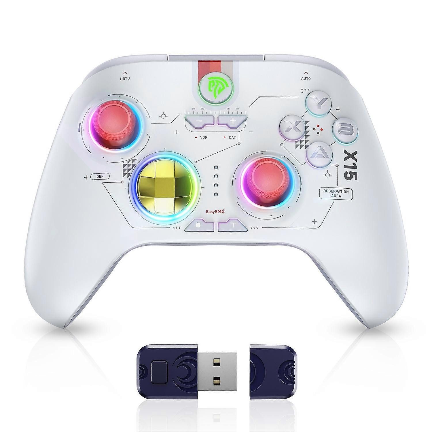 EasySMX X15 Контроллеры PC Контроллеры Wireless mit 7 RGB Licht weiß Пк-контроллер