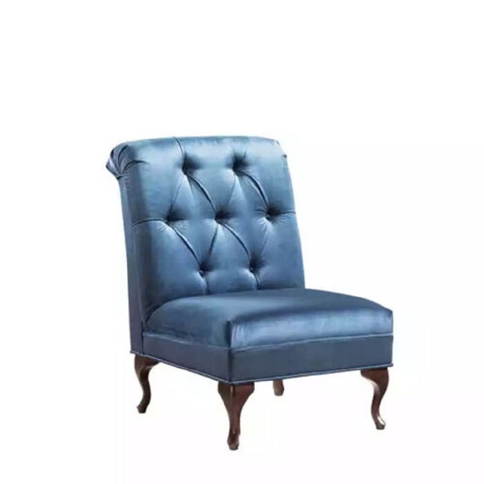 JVmoebel Sessel Blau Sessel Sitzer Mit Sessel), Ohren Polster (1-St., Chesterfield-Knöpfen Luxus Design Sitz Relax