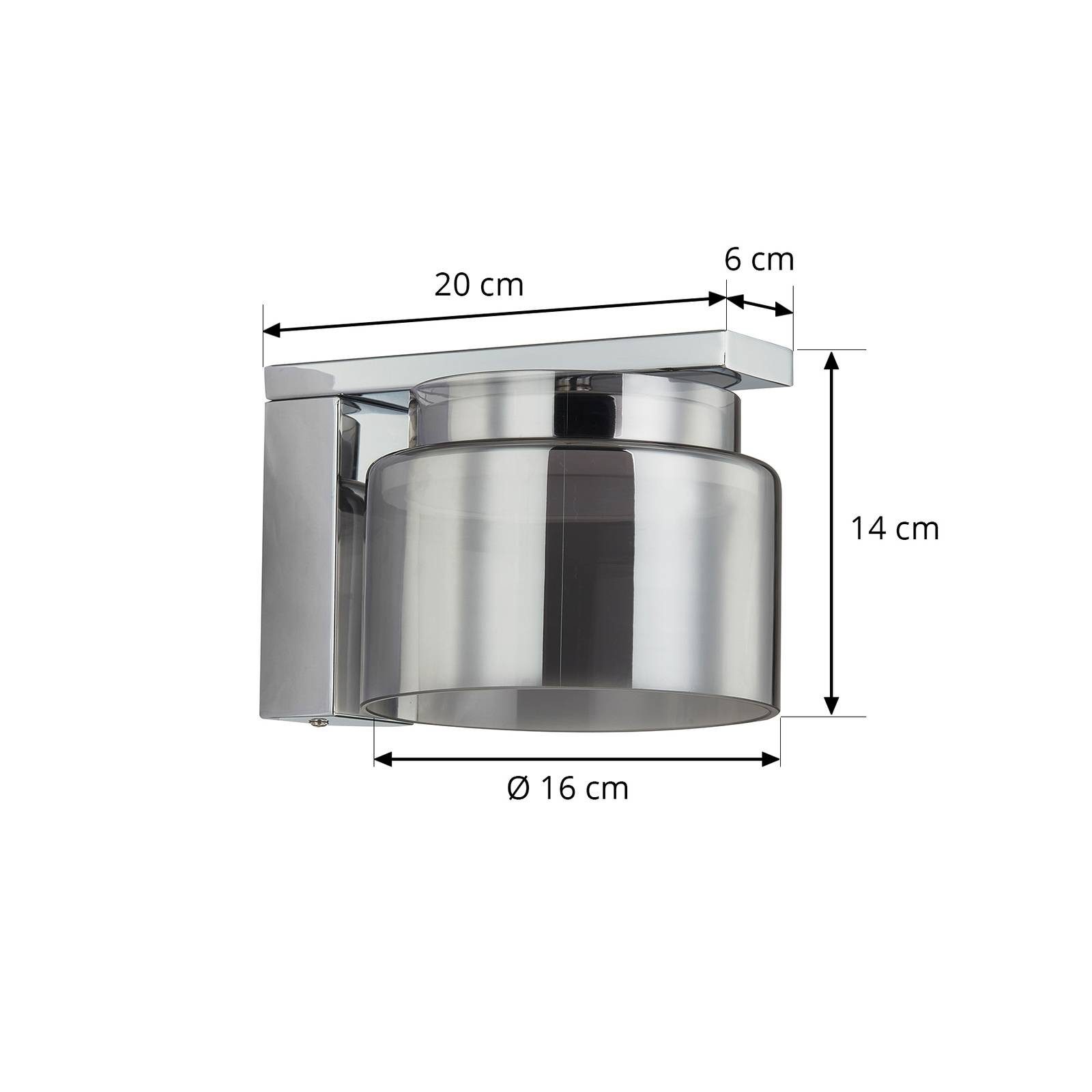 Lucande Wandleuchte Diano, LED, Glas Alu warmweiß IP20, 1 x 8 W LED, warmweiß