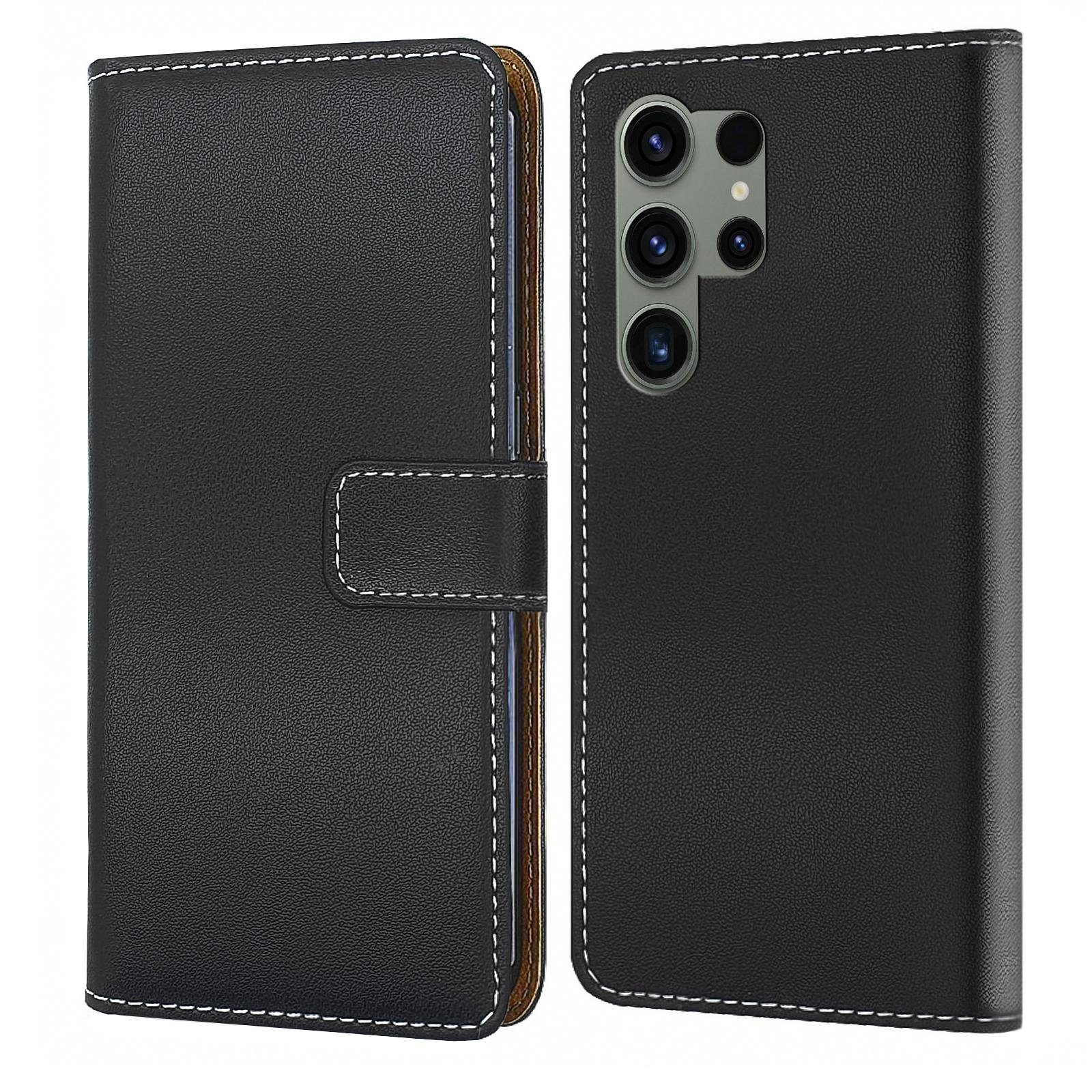 Numerva Handyhülle Bookstyle Etui Handytasche für Samsung Galaxy S23 Ultra, Schutzhülle Klapphülle Flip Cover Schwarz