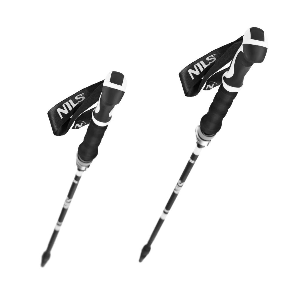 Nils Trekking-Stöcke Faltstöcke Wanderstöcke Nordic-Walking-Stöcke (Spar-Set, 2 St., 135 cm lang, faltbar), Faltbar, Aluminium 7075, EVA-Griff, Tasche