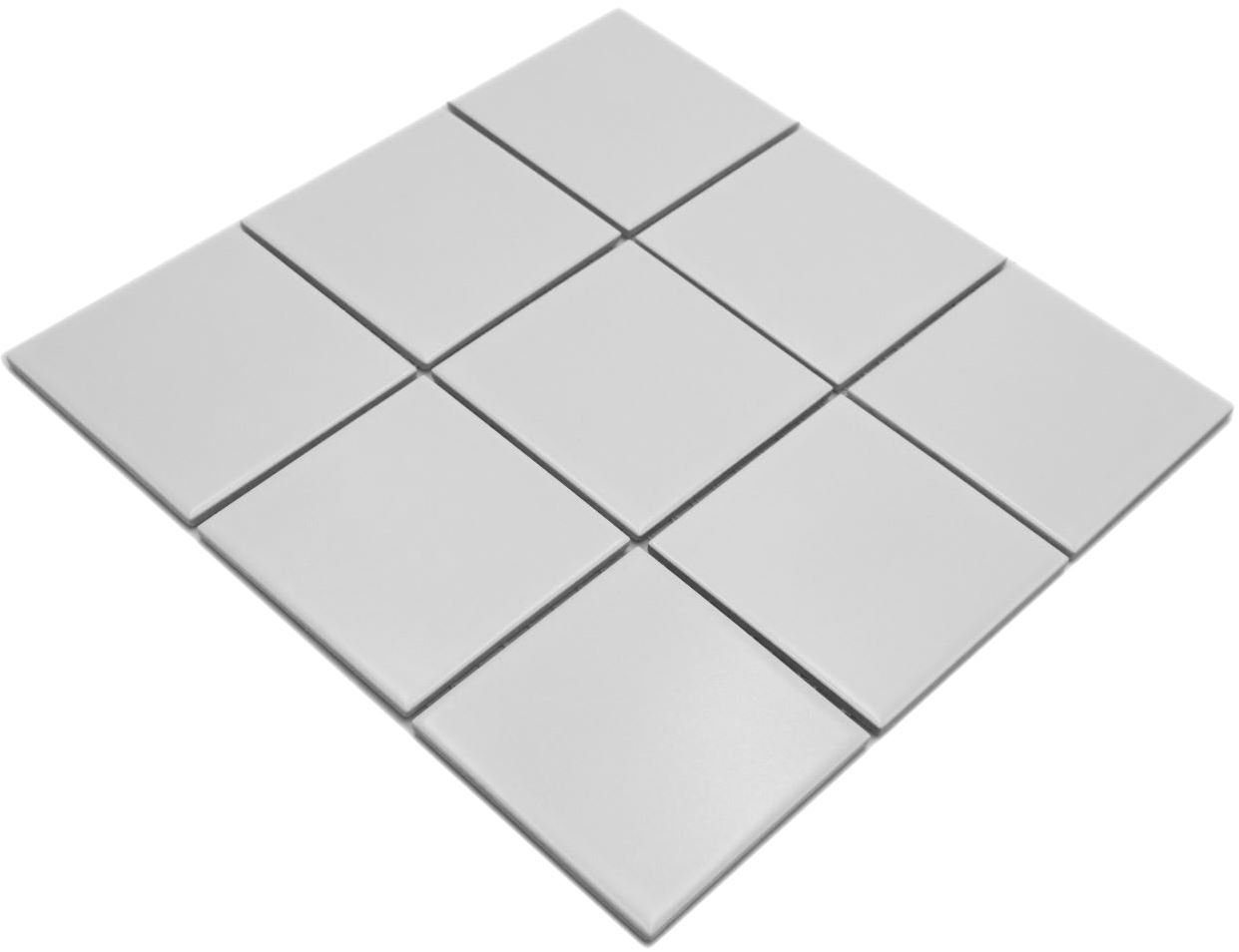 Mosani Mosaikfliesen Mosaik Fliese Wand Keramik weiß matt Badewanne Wand