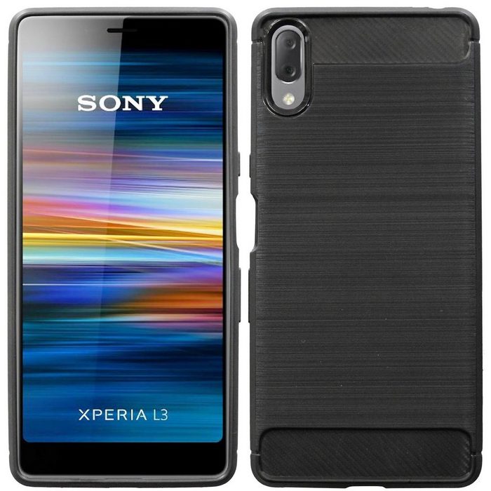 cofi1453 Handyhülle Silikon Hülle Carbon für Sony Xperia L3 Case Cover Schutzhülle Bumper