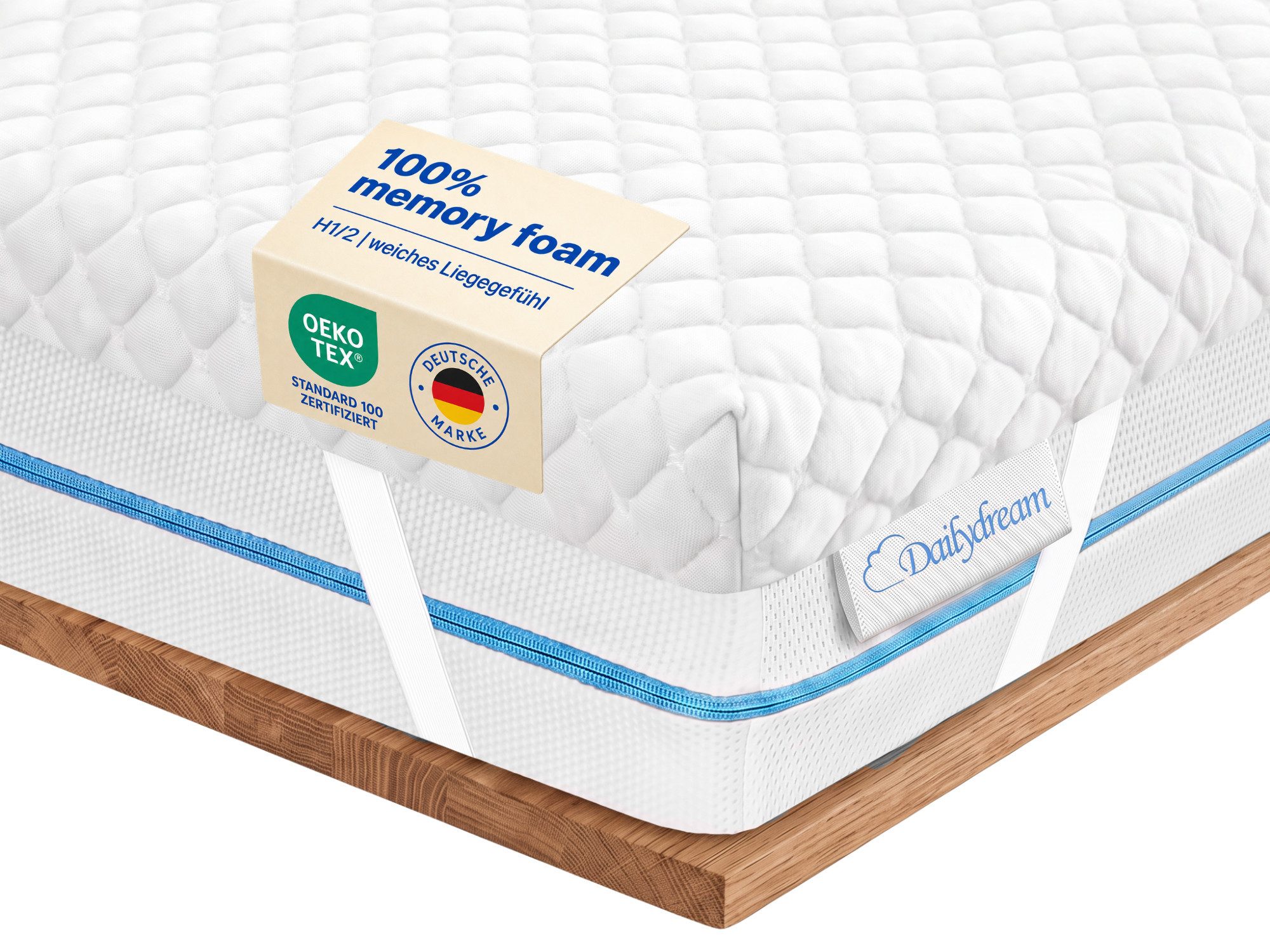 Dailydream, Topper, Edition Pure, Viscoschaum, Memory Foam, rutschfest, H1/2, (Pure Edition), wertet harte Matratzen auf und bietet einen …