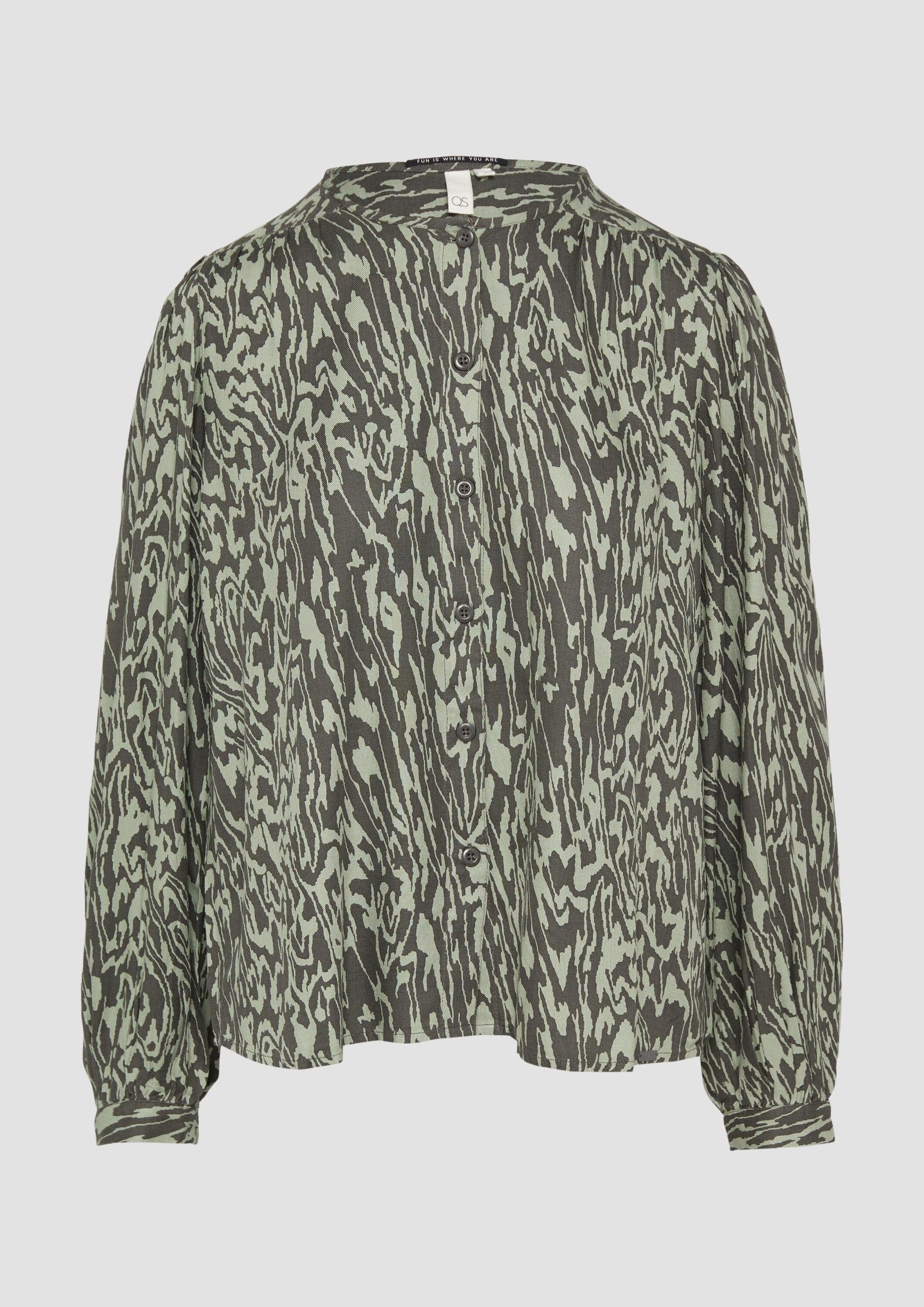QS Langarmbluse Bluse Melierte Viskosebluse im Loose Fit