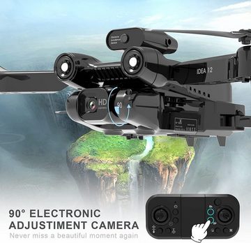 le-idea Drohne mit Einstellbare Kamera mit 360° Aktive Hindernisvermeidung Drohne (1080p, mit Optische Flusspositionierung für Anfänger und Erwachsene, FPV RC)