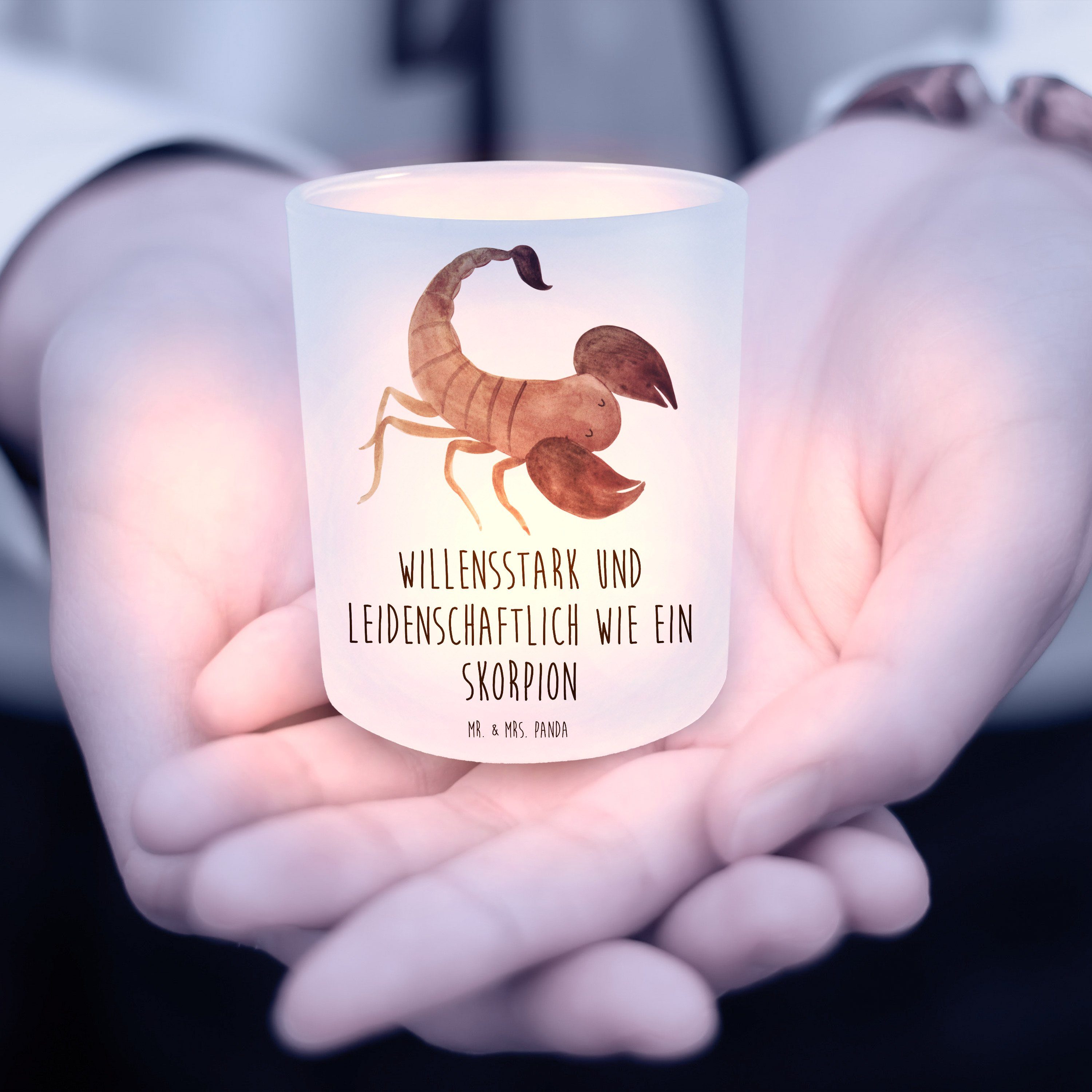Mrs. & Sternzeichen Mr. Geschenk, St) Transparent Skorpion - Windlicht Panda Geburtstag - (1 Skorpione,