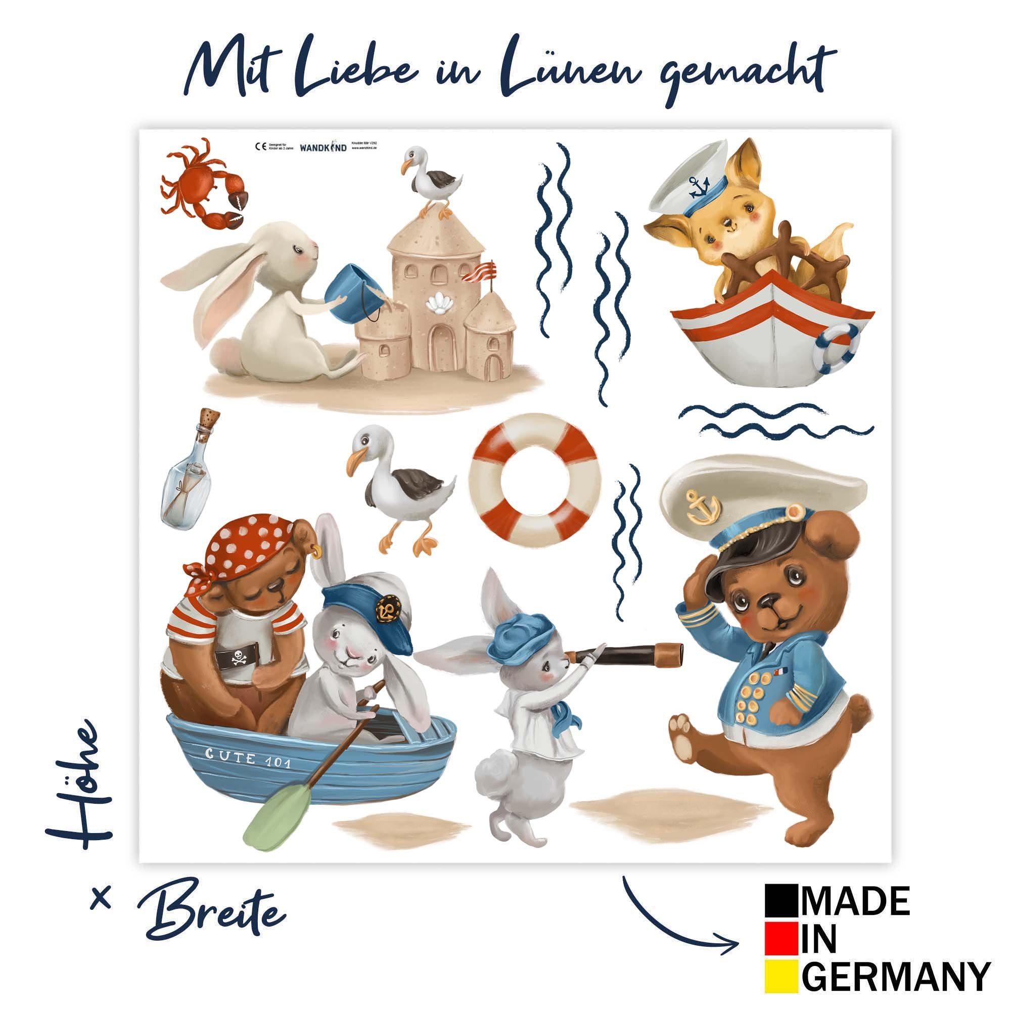 WANDKIND Wandtattoo Matrosen Meeresabenteuer V343, Selbstklebend