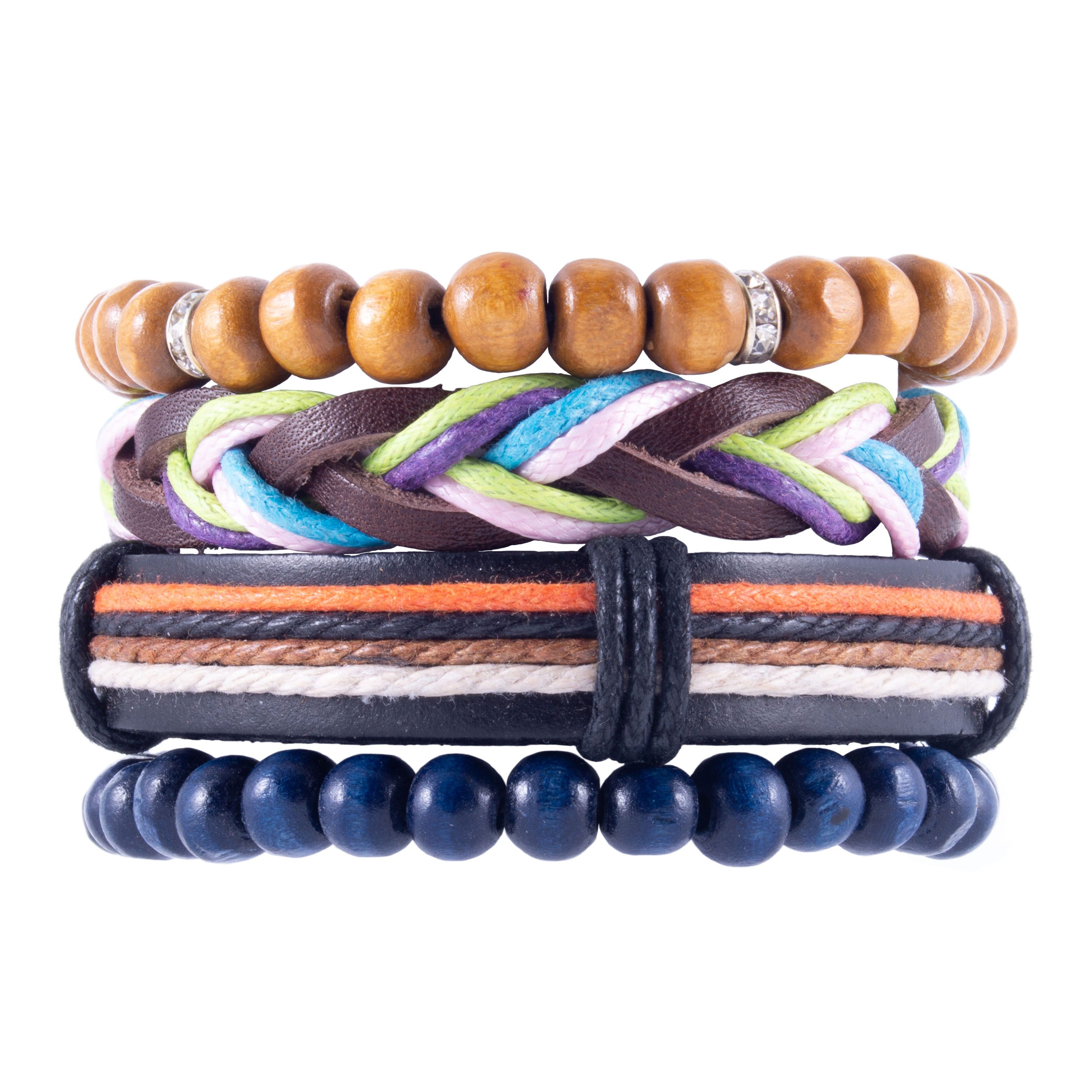 ELANOX Armband Lederarmband Surferarmband mit Holzperlen Ökoleder Herren Frauen Damen