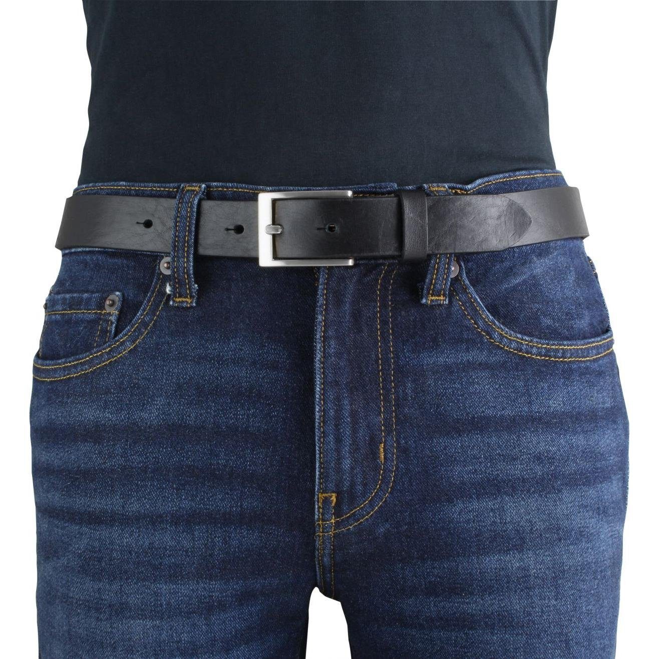 Anzug-Gürtel mit Vollrindleder cm für Heren Braun, Ledergürtel Silber - BELTINGER 3 aus Überlängen-Gürtel