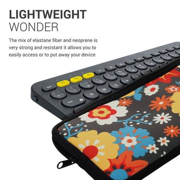 kwmobile Aufbewahrungstasche Tastatur-Hülle für Logitech K380 (1-tlg), Neopren Schutzhülle - Vintage Blumen Design