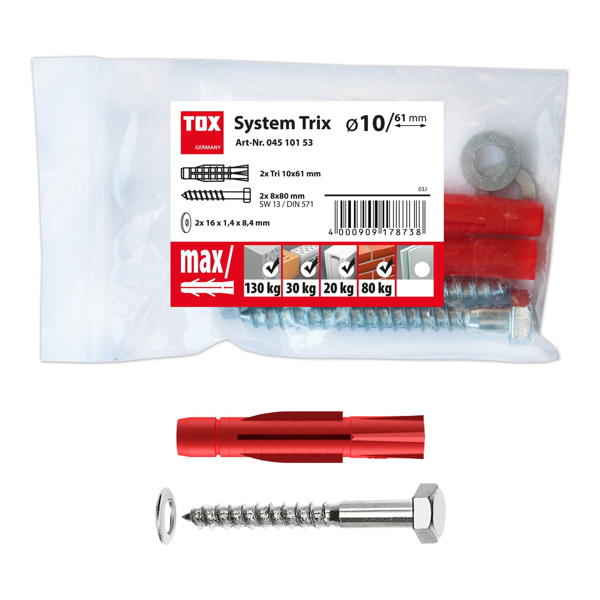 Tox Universaldübel TOX Montagesatz System Trix 10x61 mm 50 Stk