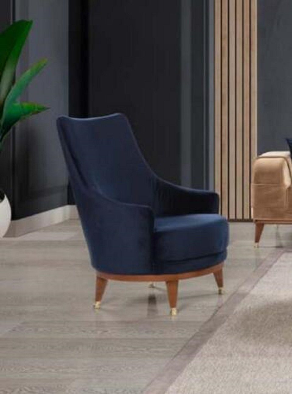 JVmoebel Sessel Sitz Made Europe in Sitz Sitz Luxus Design Blau 1 Einsitzer Polster Sessel Stoff (Sessel), Neu