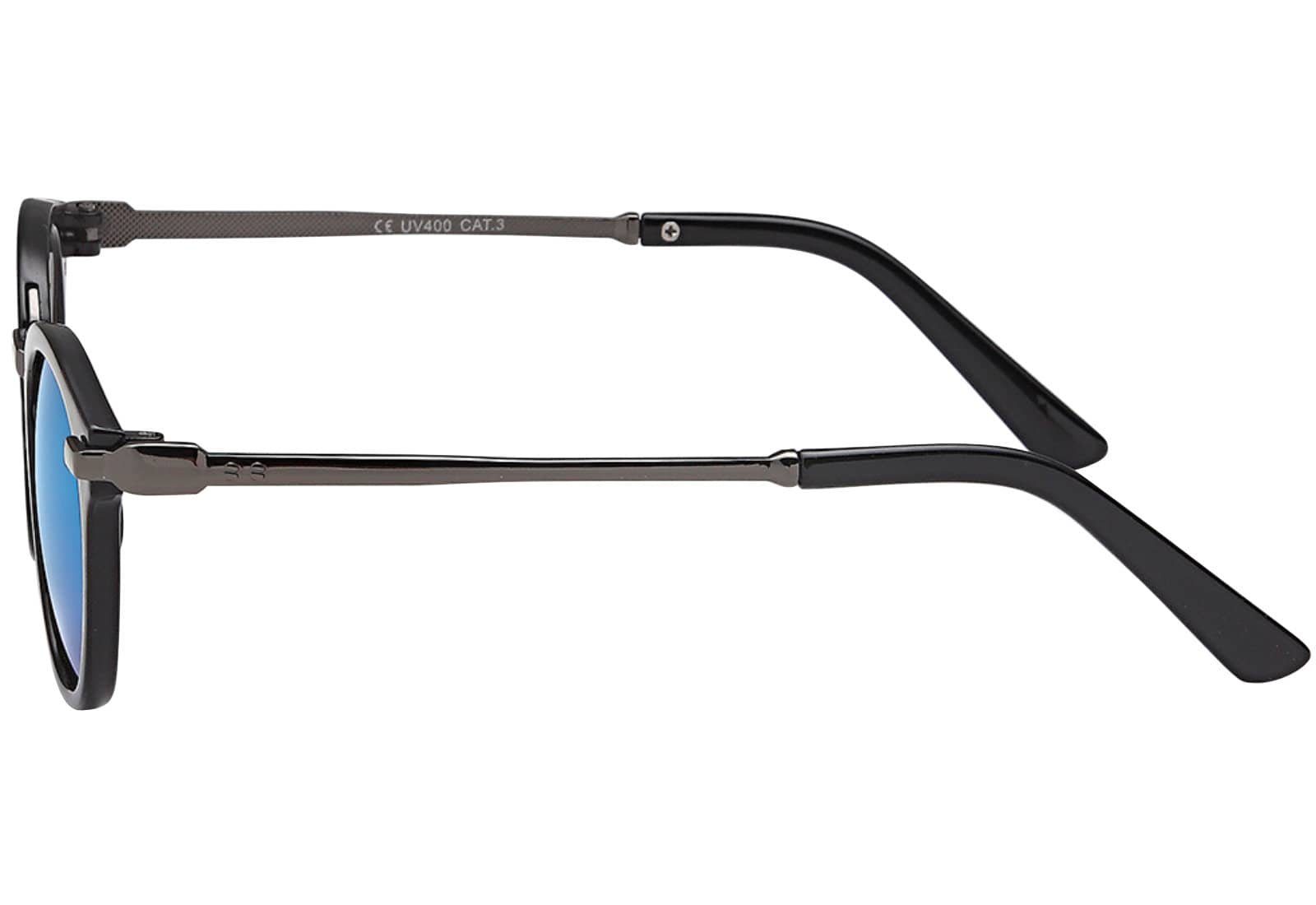 BEZLIT Eyewear Retrosonnenbrille Desginer Schwarz schwarzen mit Blau (1-St) Sonnenbrille Metallrahmen Linsen