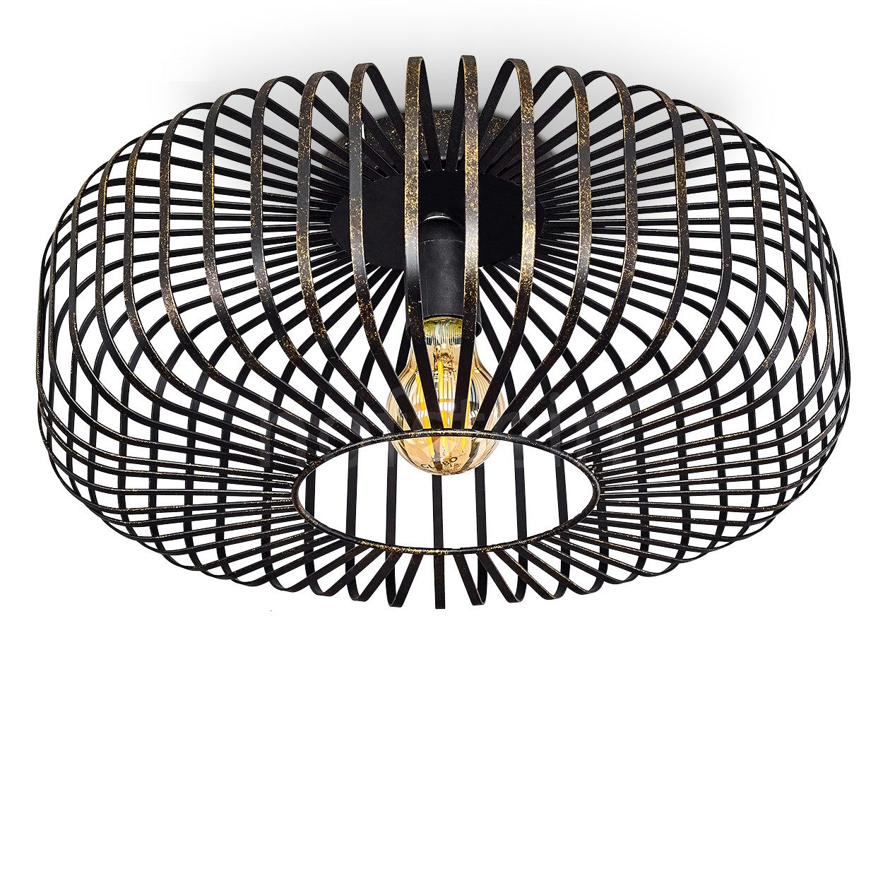 hofstein Deckenleuchte »Pieris« Deckenlampe aus Metall in Schwarz/Gold, ohne Leuchtmittel, E27, Leuchte m. Gitter u. Lichteffekt an der Decke. € 89,99