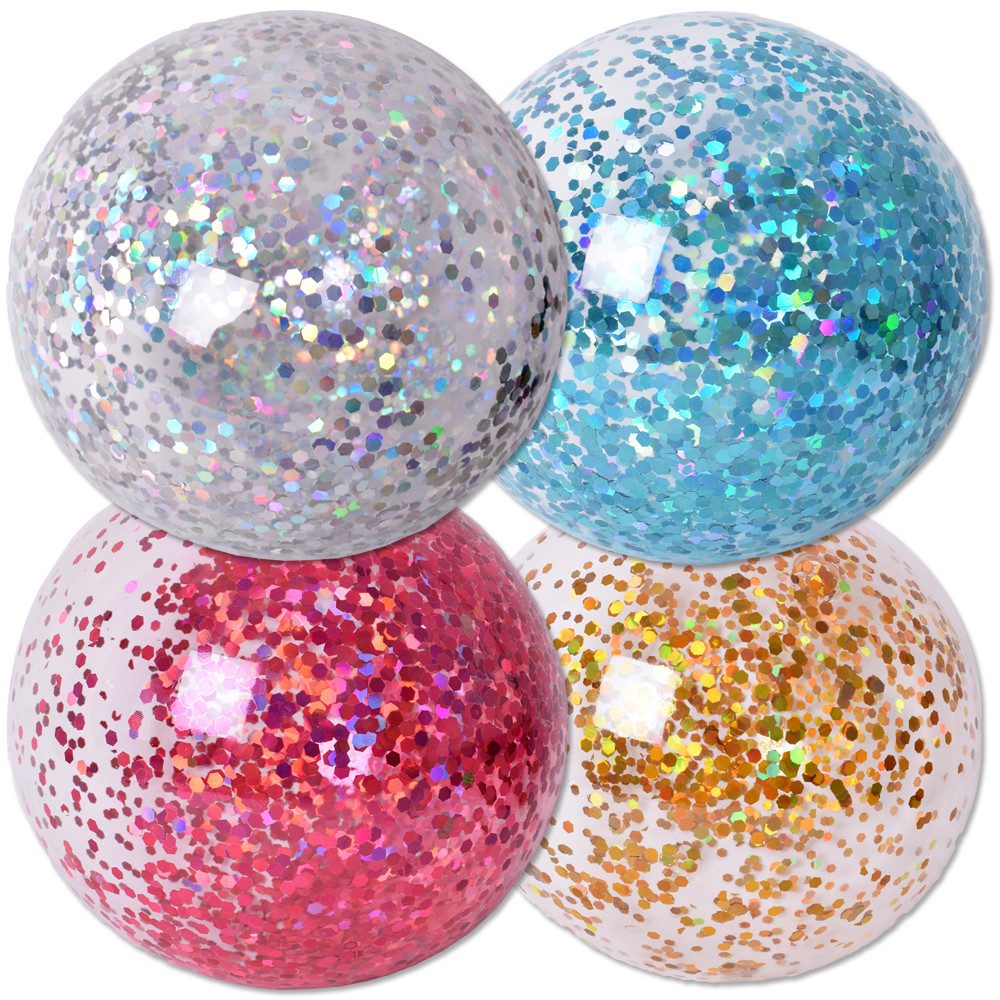 TE-Trend Spielball 4 Stück Glitter Luftballon 85cm wiederverwendbare Ballons (4-St., aufblasbar), mit Glitzerschnipsel