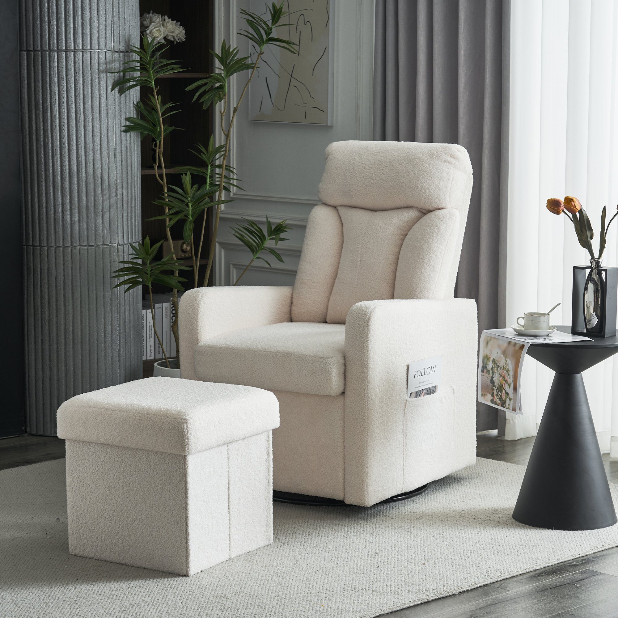 und mit HAUSS Relaxsessel Fußstütze (2-St), TV-Sessel Metallgestell drehbarem Sessel Einzelsessel Fernsehsessel SPLOE