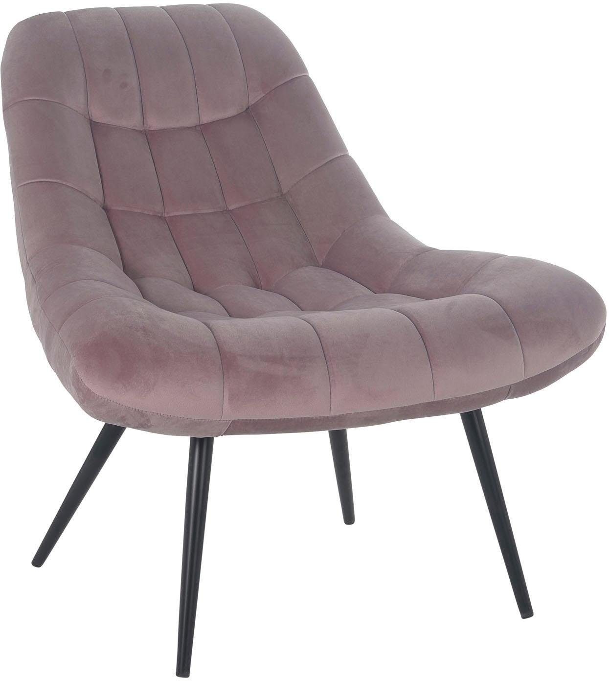 SalesFever Relaxsessel, mit XXL-Steppung, rosa/schwarz mit naturfarbenen schwarzen oder Beinen