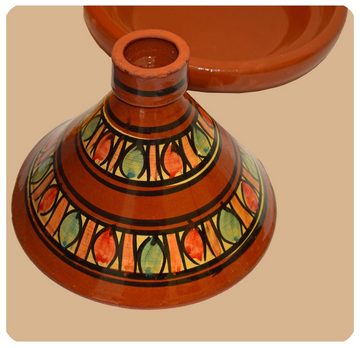 SIMANDRA Schmortopf Tajine glasiert, Tontopf aus Marokko, traditionell bemalt, ø 30 cm, Ton