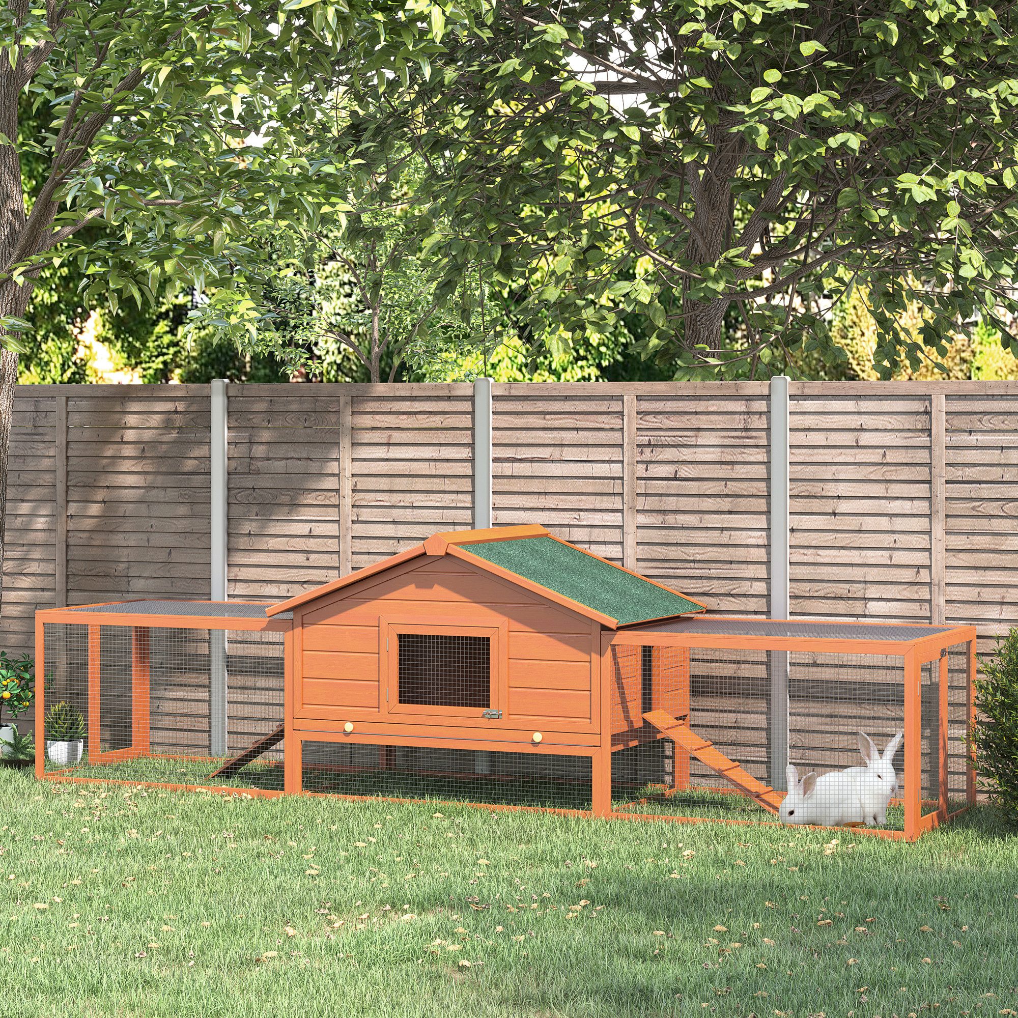 PawHut Kleintierstall Kaninchenstall, für Garten, Naturholz