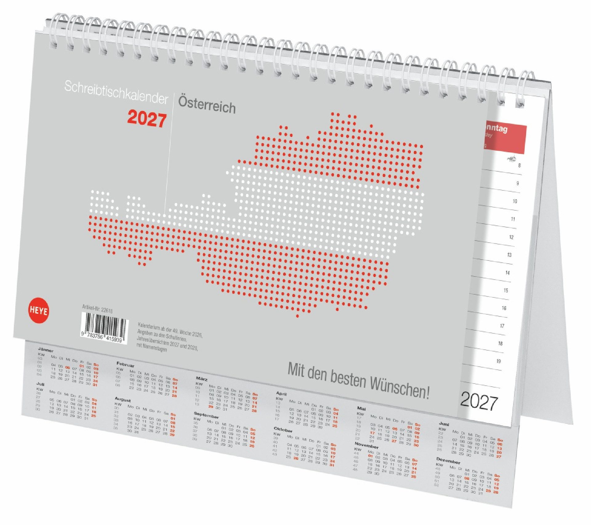 Tischkalender Schreibtischkalender Österreich groß 2027
