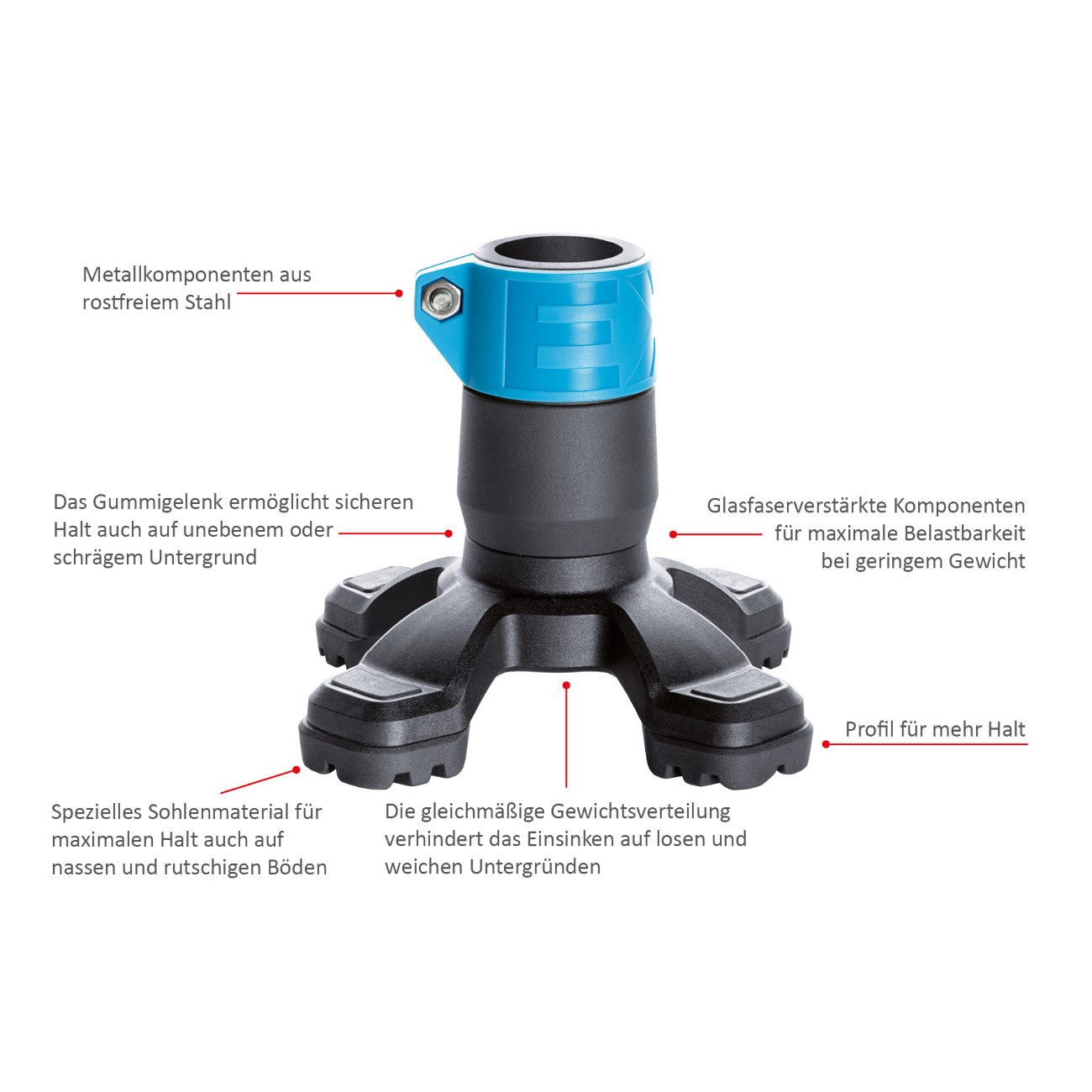OSSENBERG Gehstock Ossenberg Safety Foot Farbe: Türkis