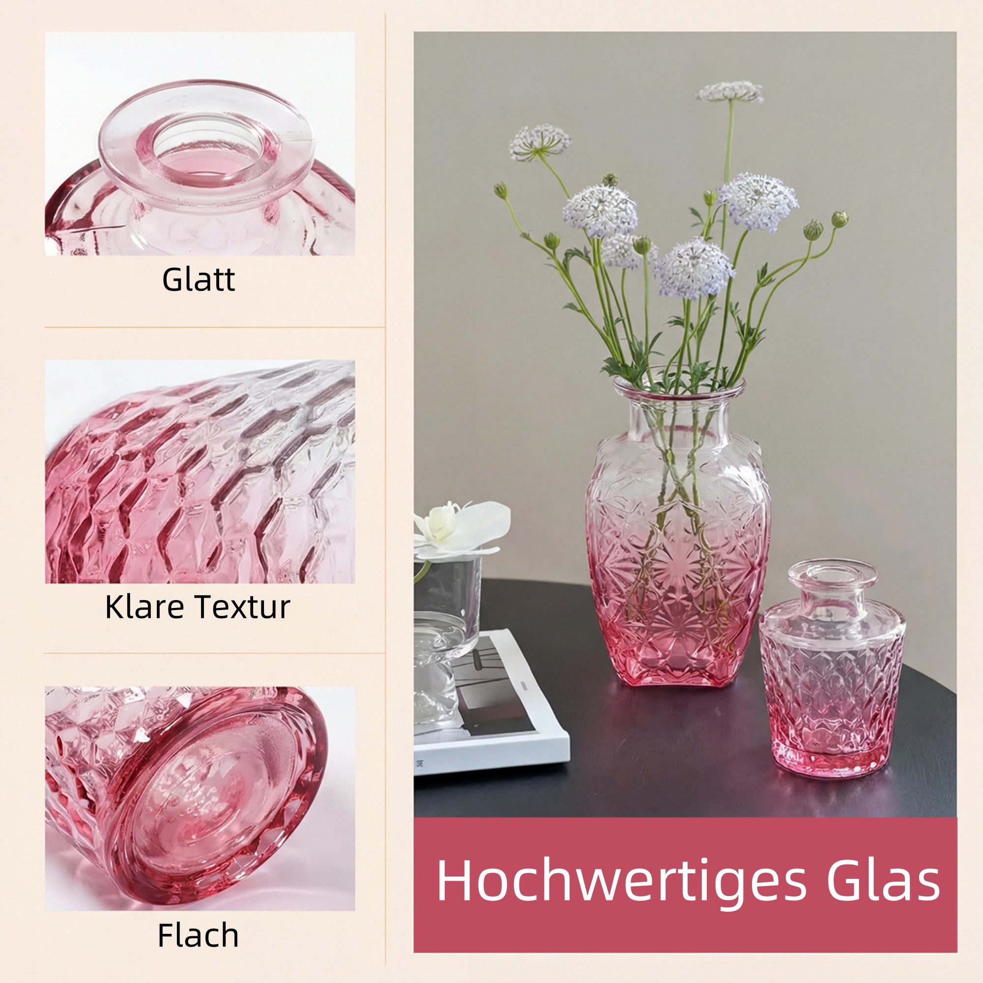 SEHAUSEU Dekovase Vase aus Glas Blumenvase (Set, 10 St) Verlaufsfarben klein, in 10 unterschiedlichen Formen – Bild 3 von 5