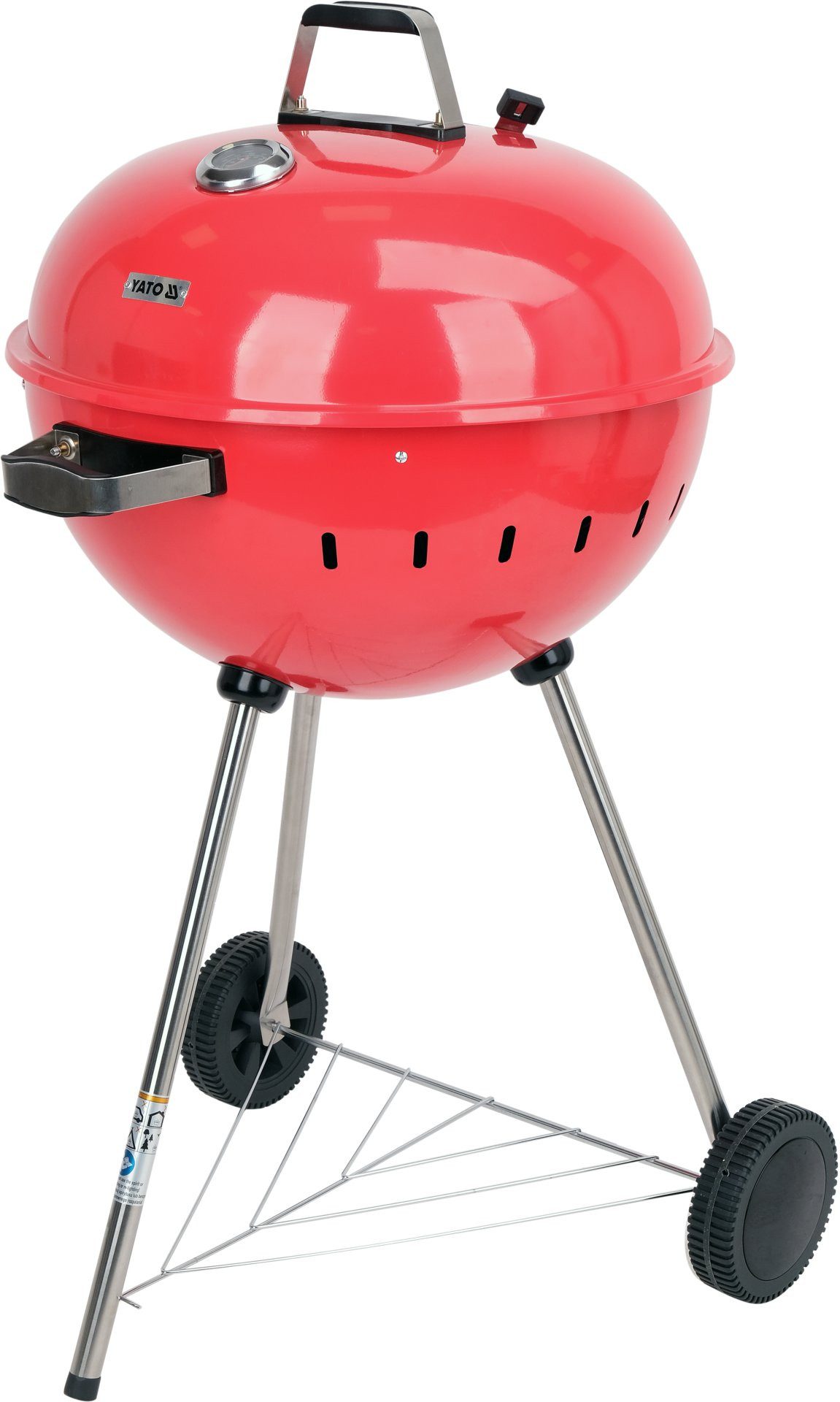 TRIZERATOP Holzkohlegrill Griglia a carbone rotonda, griglia a sfera 54 cm con termometro, rossa, Runder Holzkohlegrill, Kugelgrill 54cm mit Thermometer, rot, Runder Holzkohlegrill, Kugelgrill 54cm mit Thermometer, rot
