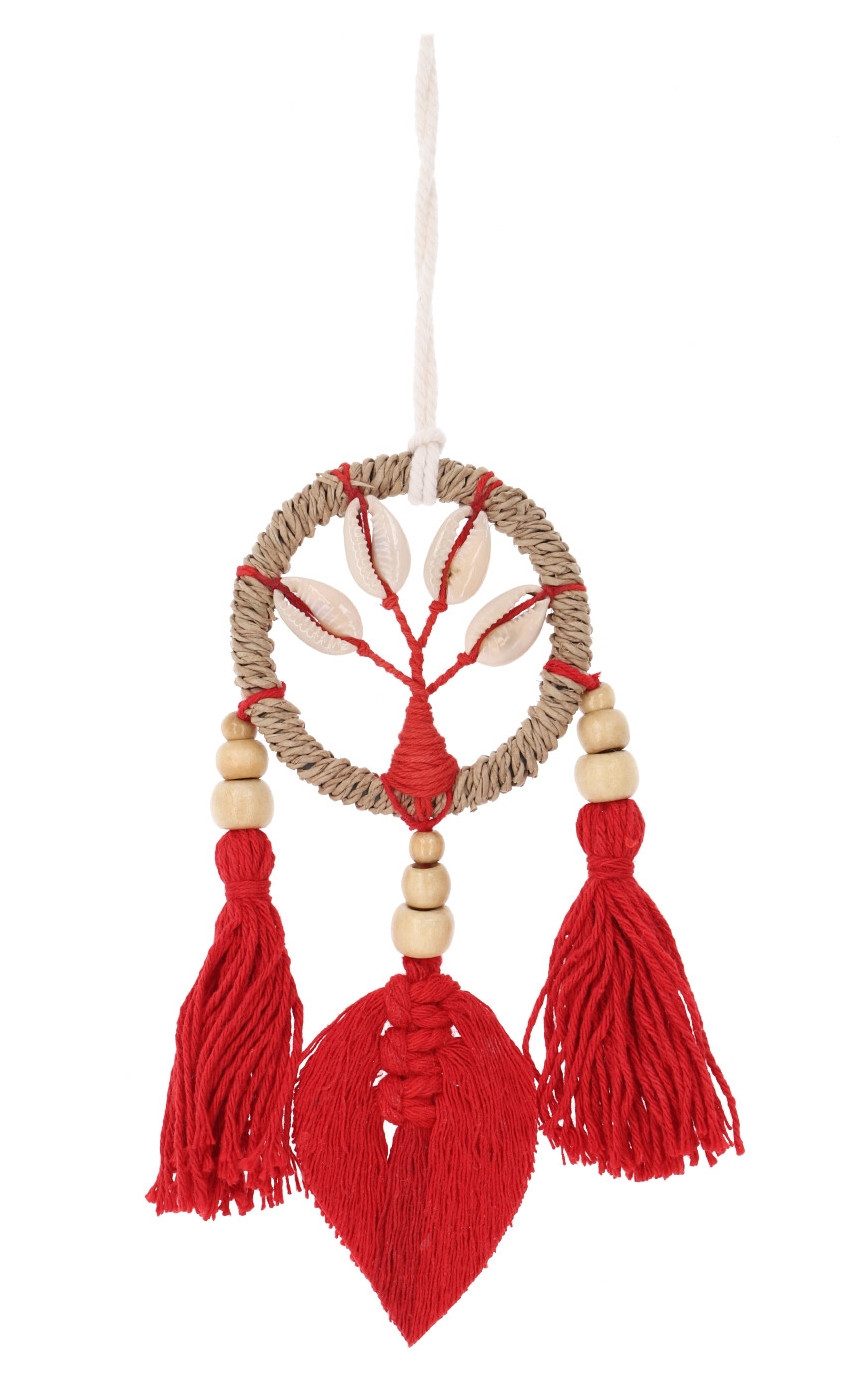Guru-Shop Dekoobjekt Traumfänger Lebensbaum Dreamcatcher 6 cm - rot
